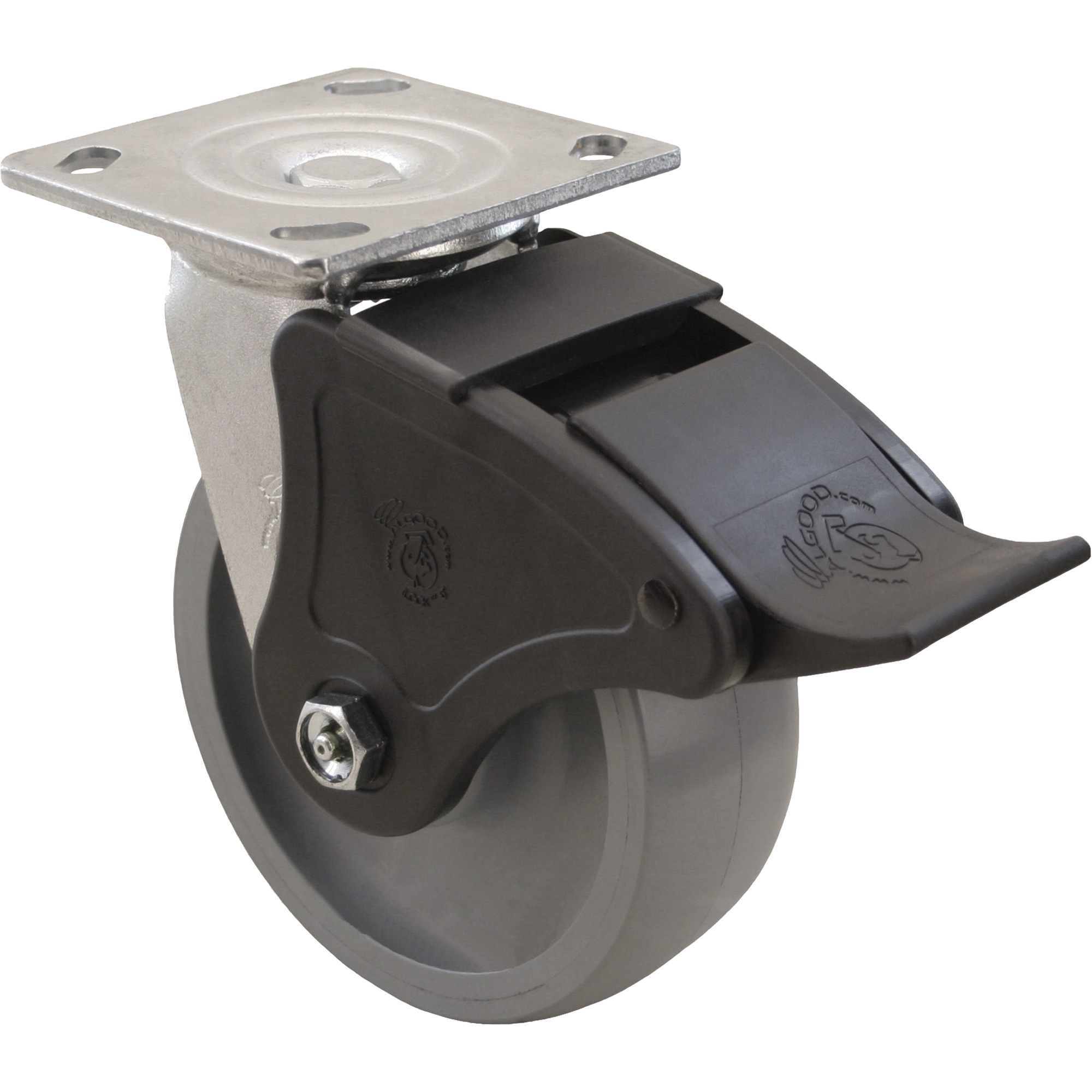 Roulette Max9MC, Pivotant, 6" (152,4 mm), Gris-WOW EnvirothaneMC, 1100 lb (498,95 kg)
