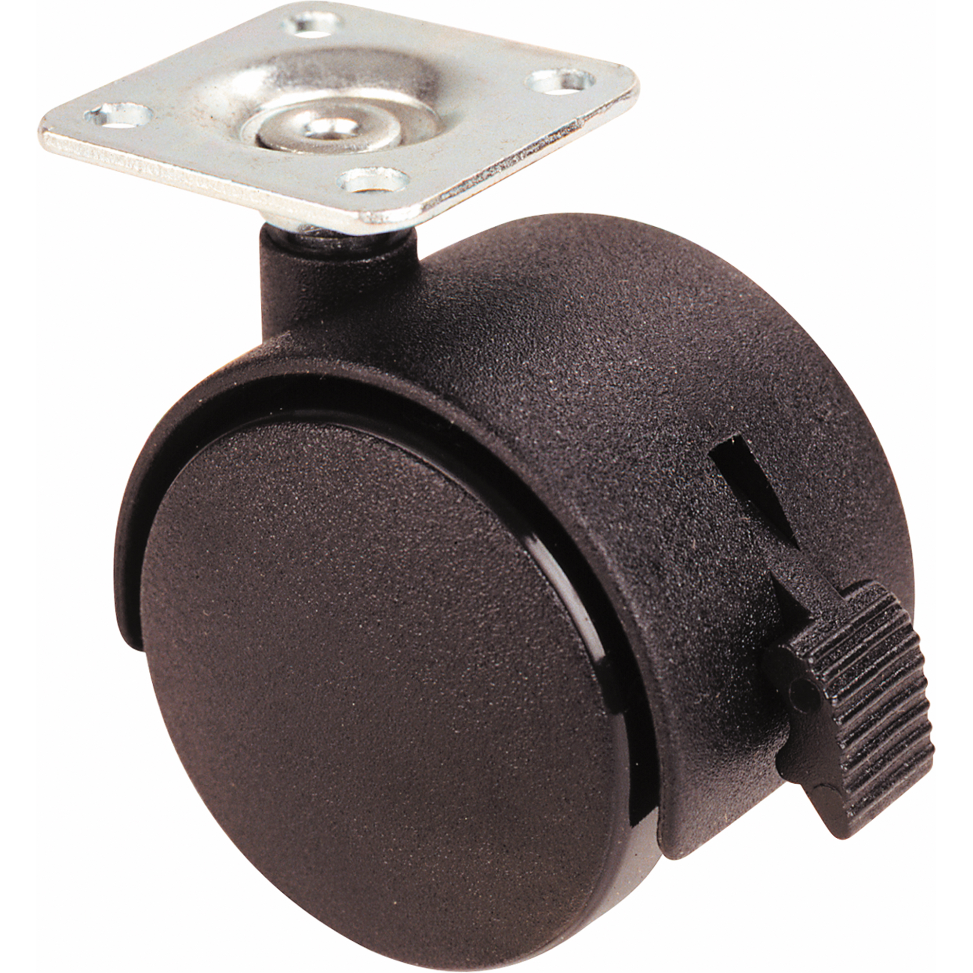 Roulettes à roue double, séries 300/400, Pivotant avec frein, 2" (51 mm), Plastique, 75 lb (34 kg)