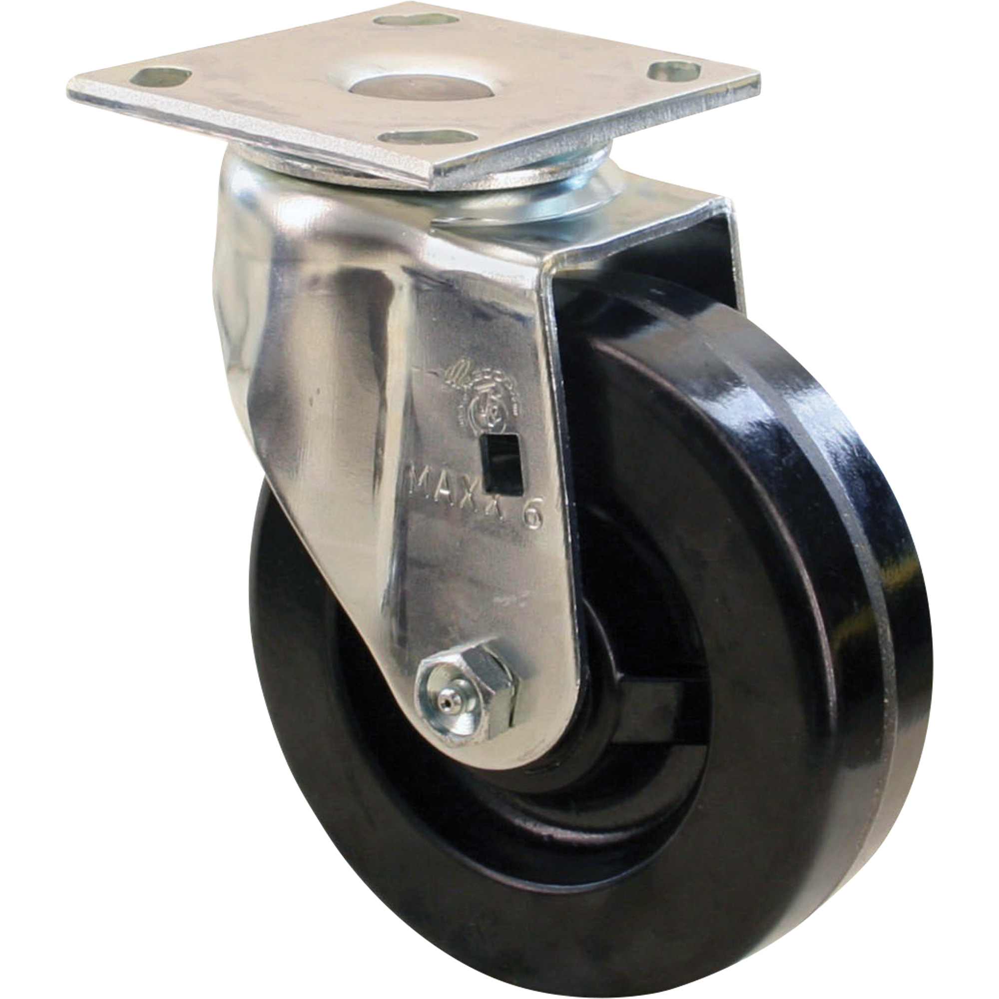 Roulettes robustes EMaxx à cheville, Pivotant, 6" (152,4 mm), Phénolique, 1200 lb (544,3 kg)