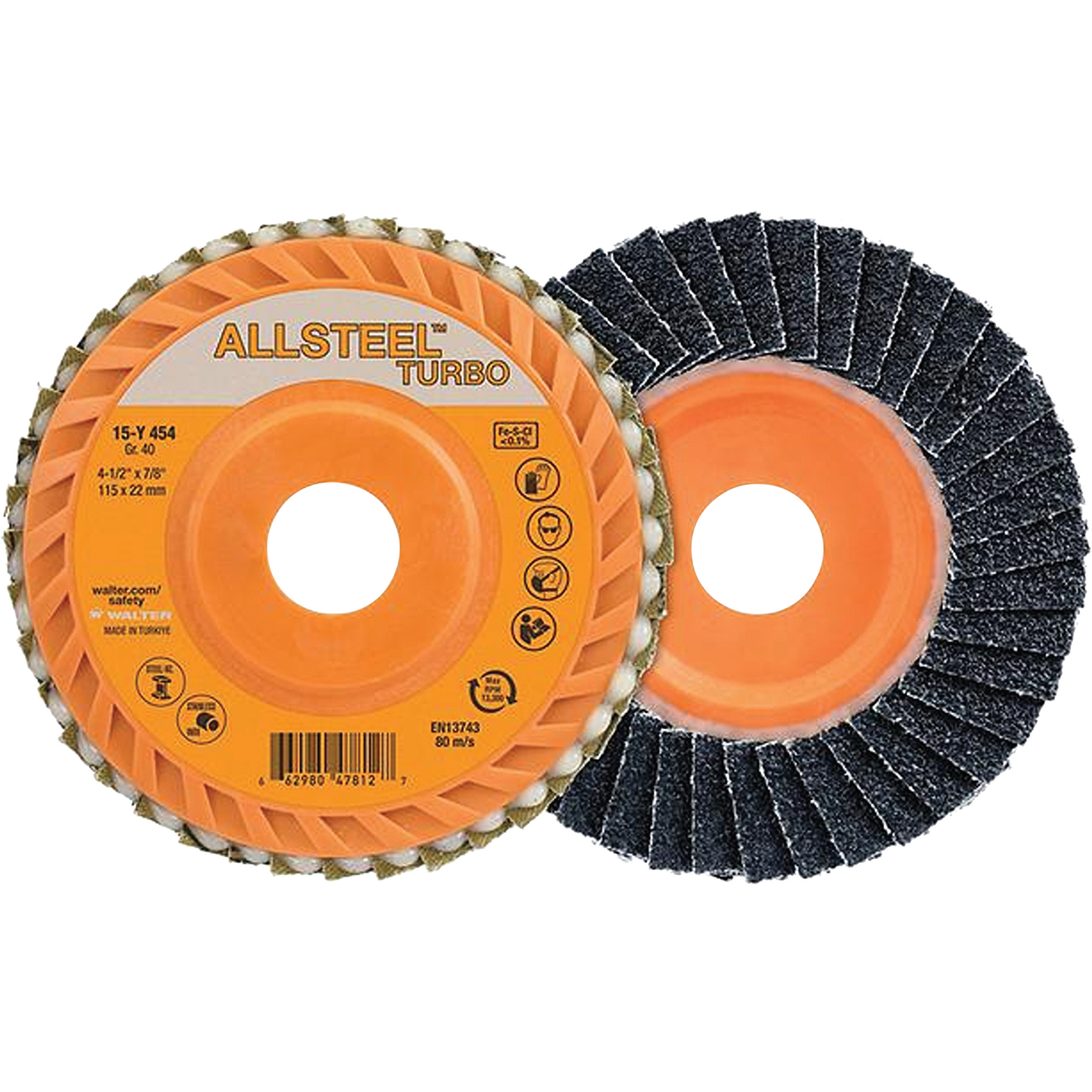 Disque à lamelles Turbo, 4-1/2" x 5/8"-11, Grain 40, Alumine de zirconium