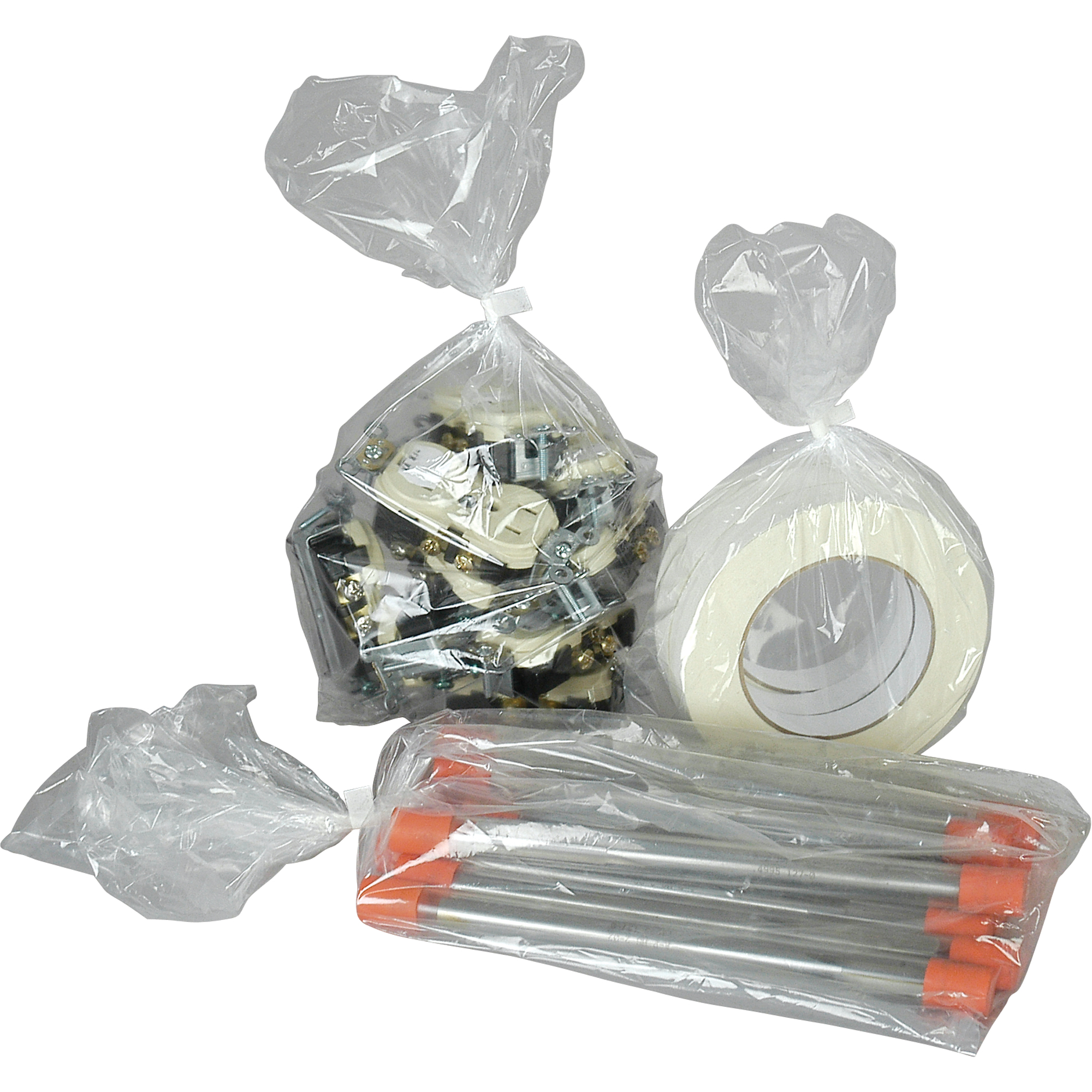 Sacs en poly, Dessus ouvert, 12" x 5", 1 mil