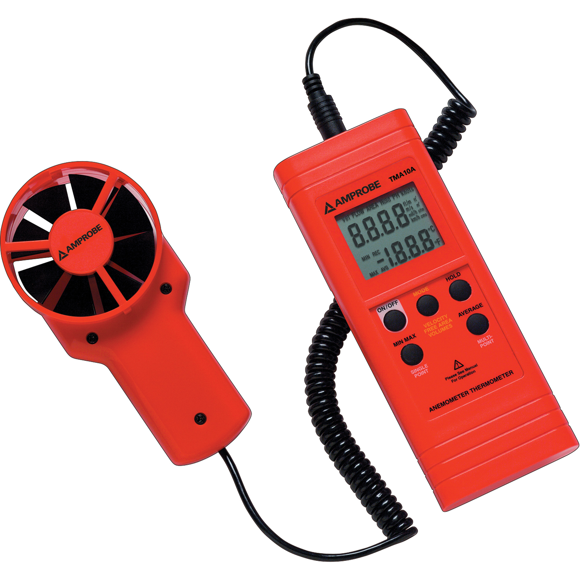 Anémomètre et thermomètre TMA10A, Sans enregistrement des données, Gamme de vélocité d'air de 0,4 - 25 m/sec