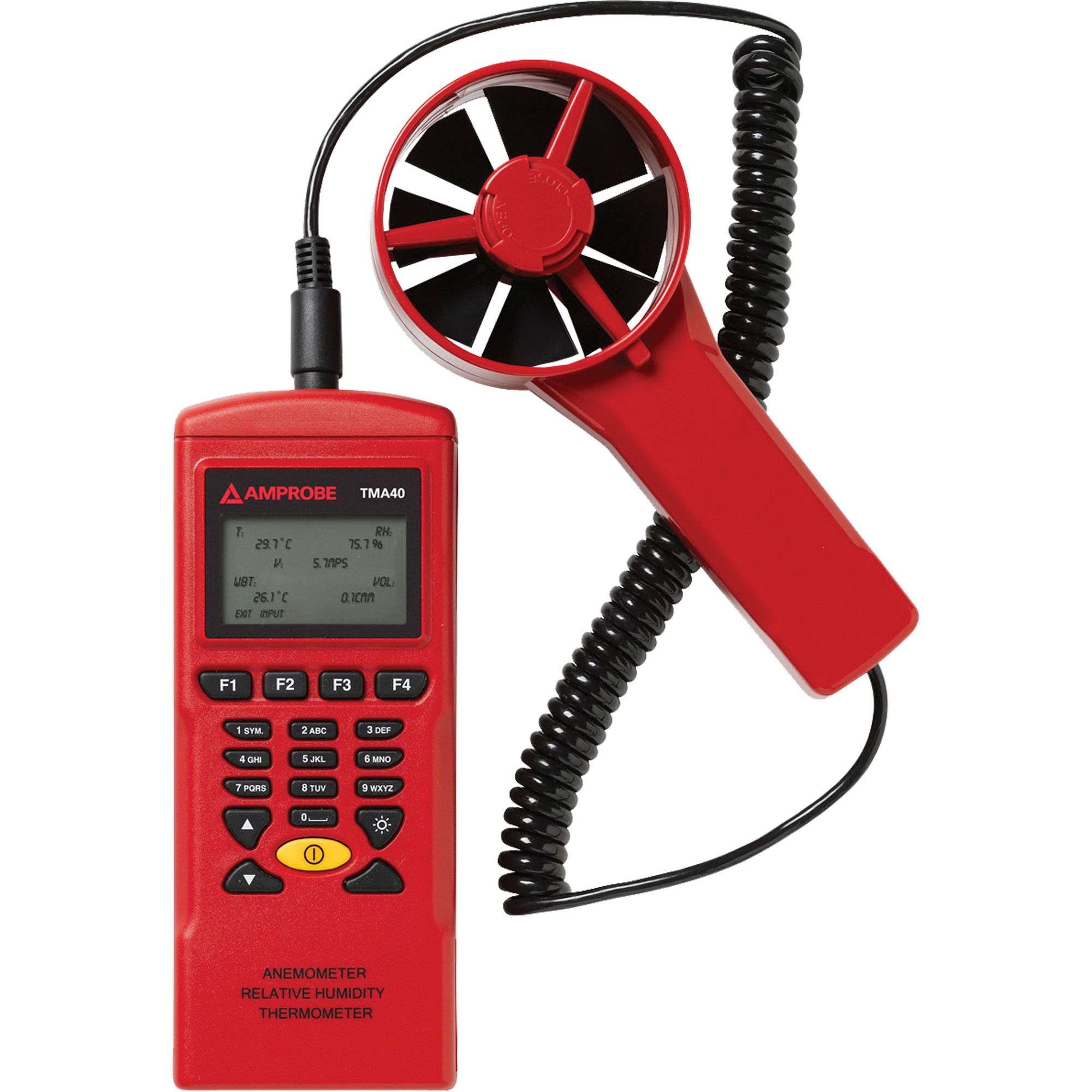 Anémomètre TMA40-A, Enregistrement des données, Gamme de vélocité d'air de 0,4 - 32 m/sec