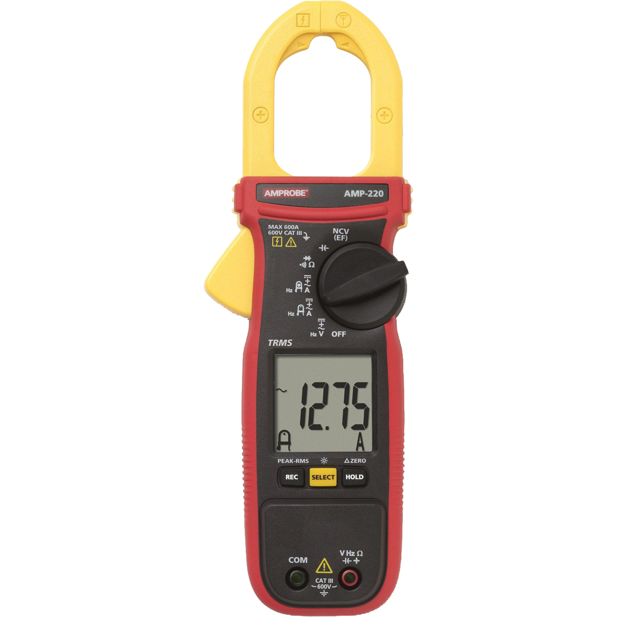 Multimètre TRMS avec pince AMP-220, Tension c.a./c.c., Courant c.a./c.c.