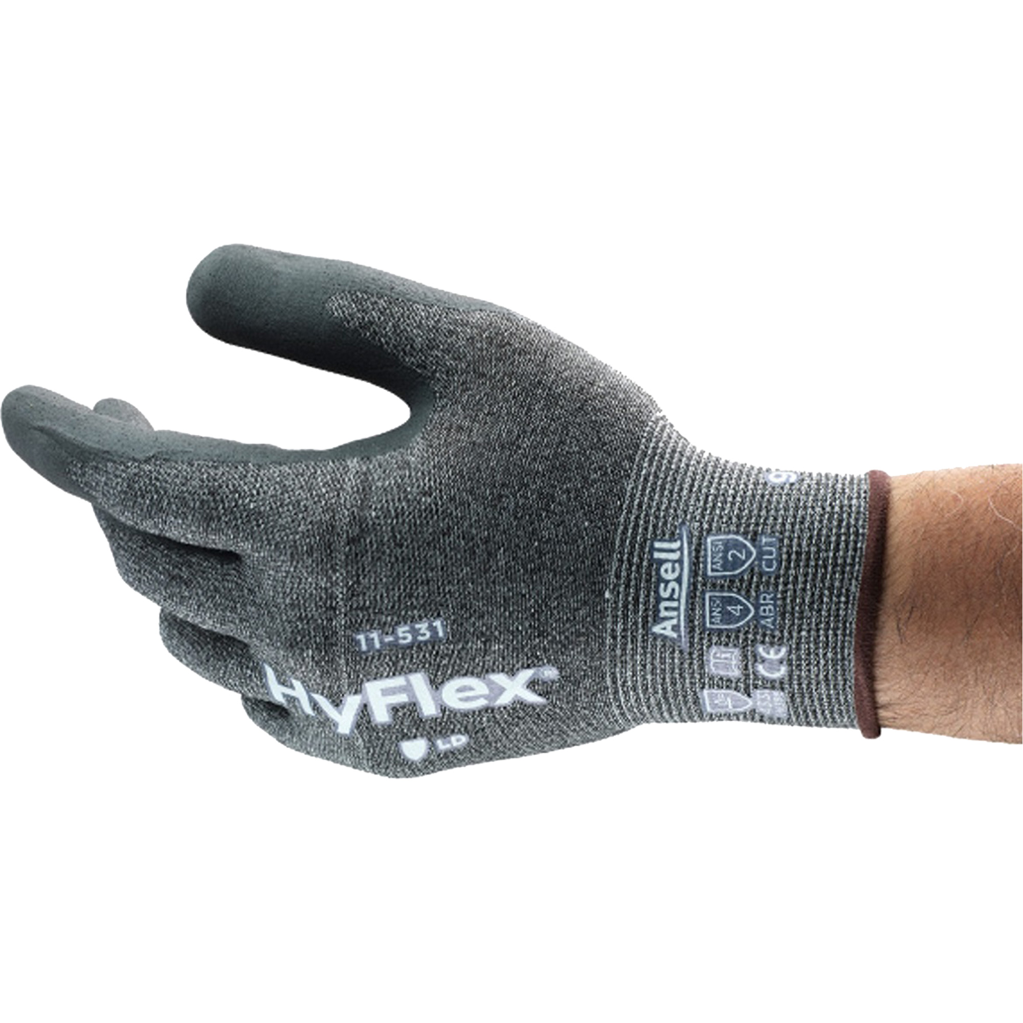 Gant enduit HyflexMD résistant à la coupe, 6, Rêvetement Nitrile, Calibre 18, Enveloppe en Nylon