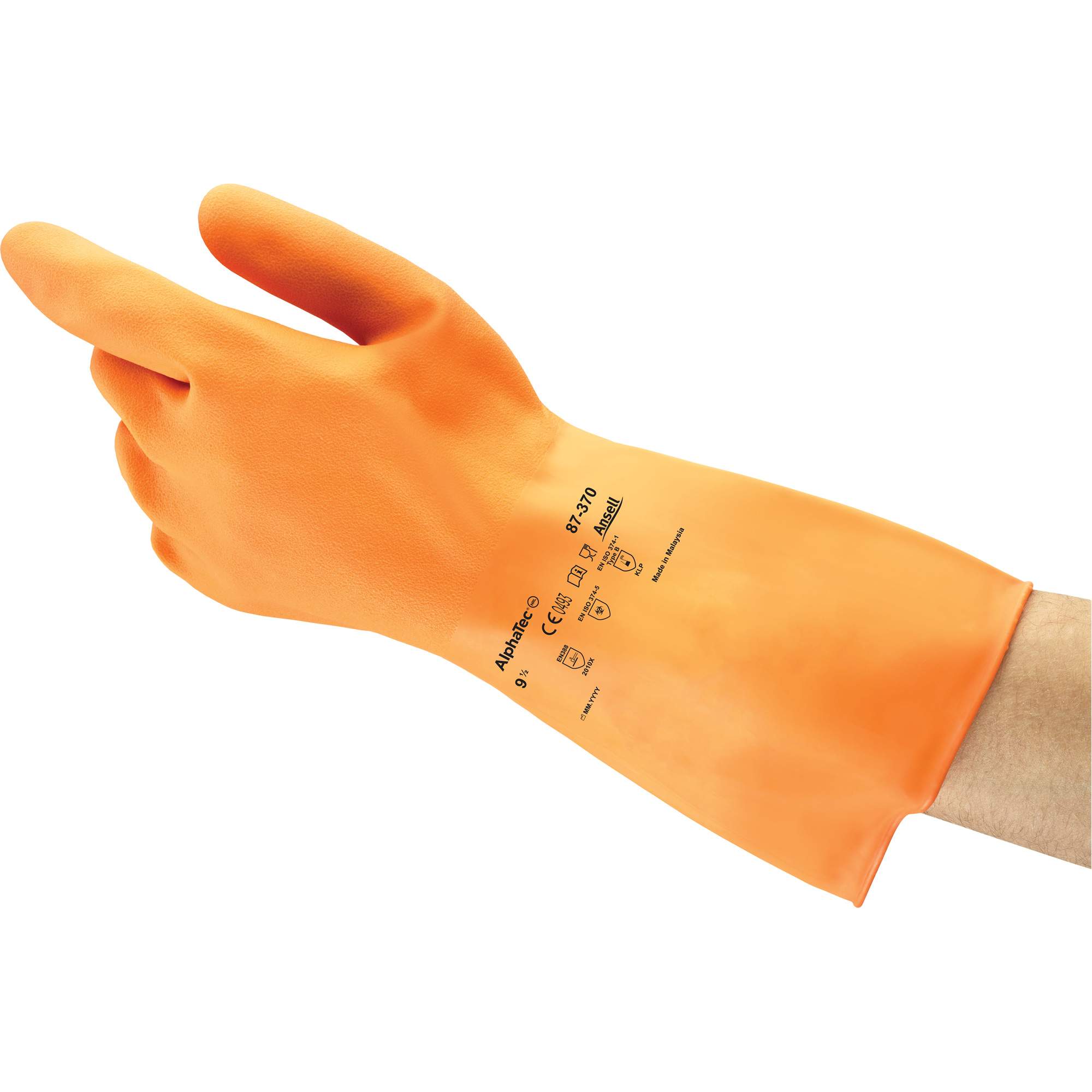 Gants ALPHATECMD 87-320, Taille 10, 11,8" lo, Latex de caoutchouc, Doublure en Ouatée, 18 mils