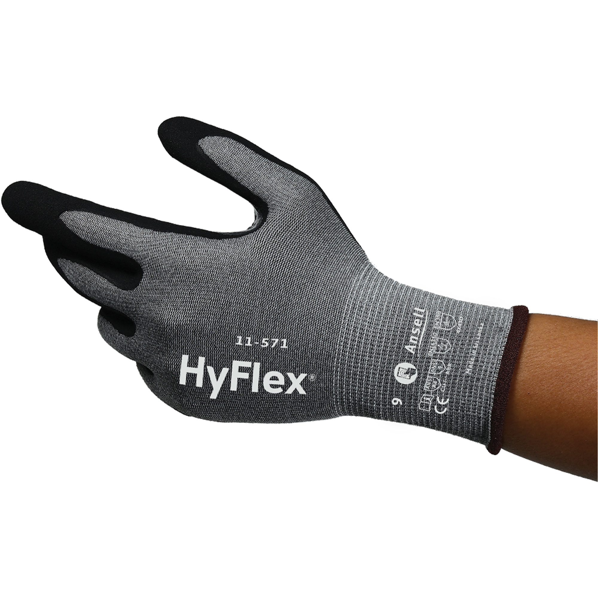 Gants anti-coupures HyFlexMD 11-571, Taille 9, Calibre 15, Revêtement Nitrile, Enveloppe en Nylon/PEHP/Spandex, ASTM ANSI niveau A4/EN 388 niveau D