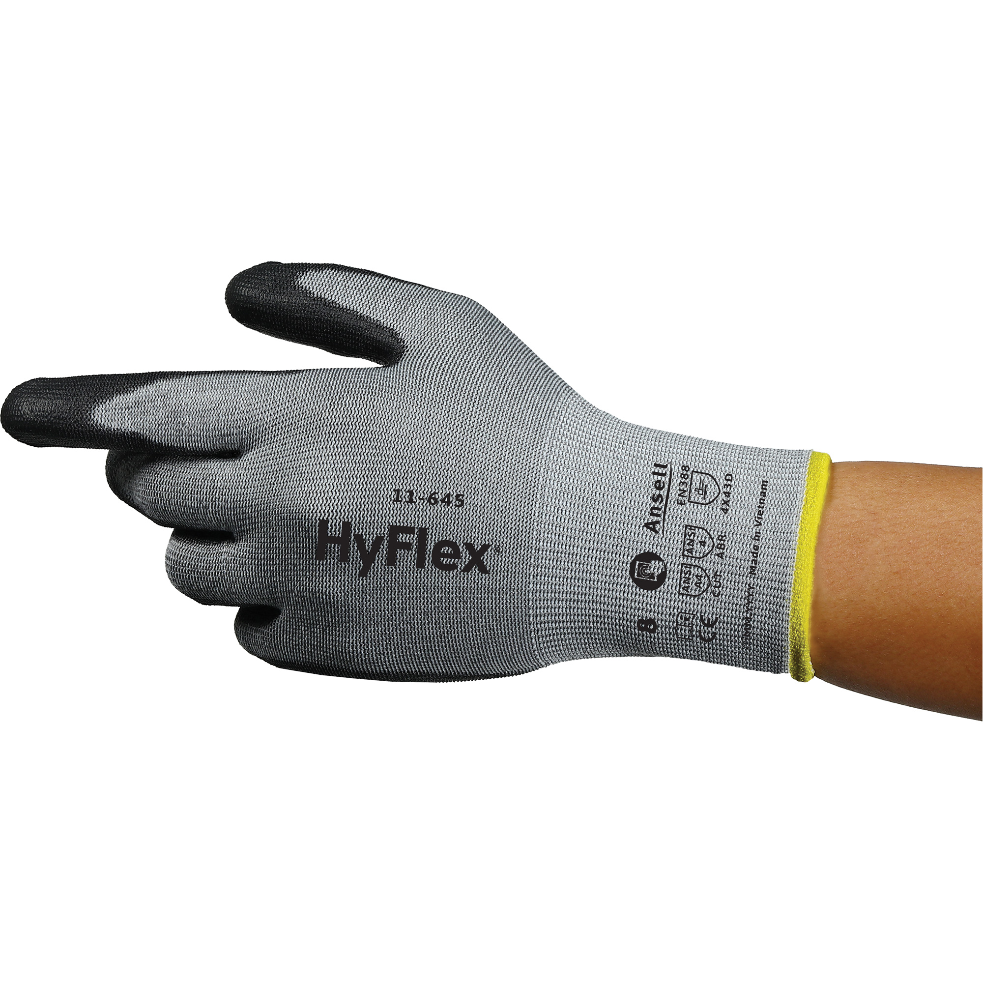 Gants anti-coupures HyFlexMD 11-645, Taille 8, Calibre 13, Revêtement Polyuréthane, Enveloppe en InterceptMC, ASTM ANSI niveau A4/EN 388 niveau D