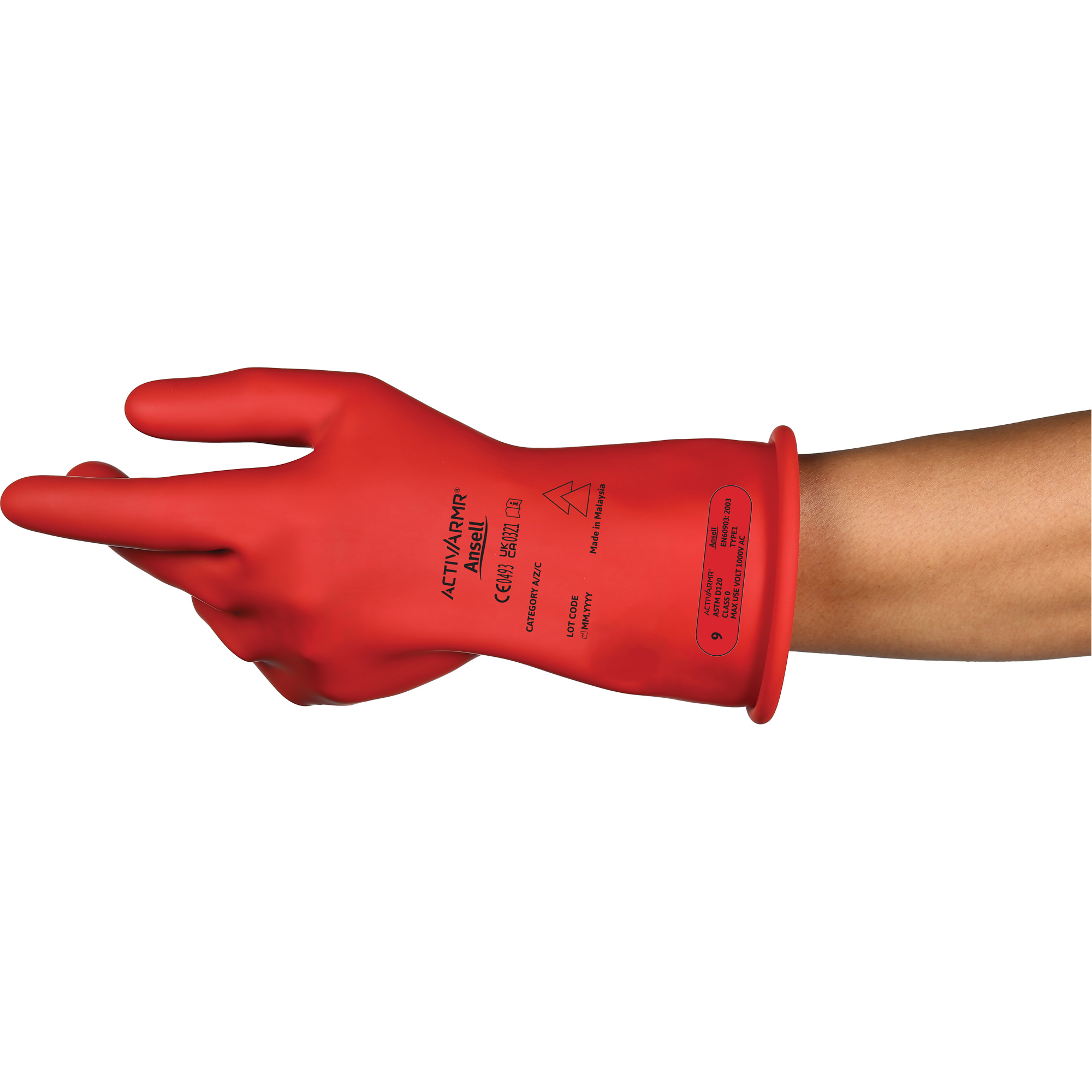 Gants électriques isolés ultra légers ActivArmrMD RIG R011RUL, ASTM classe 0, Taille 10, 11" lo