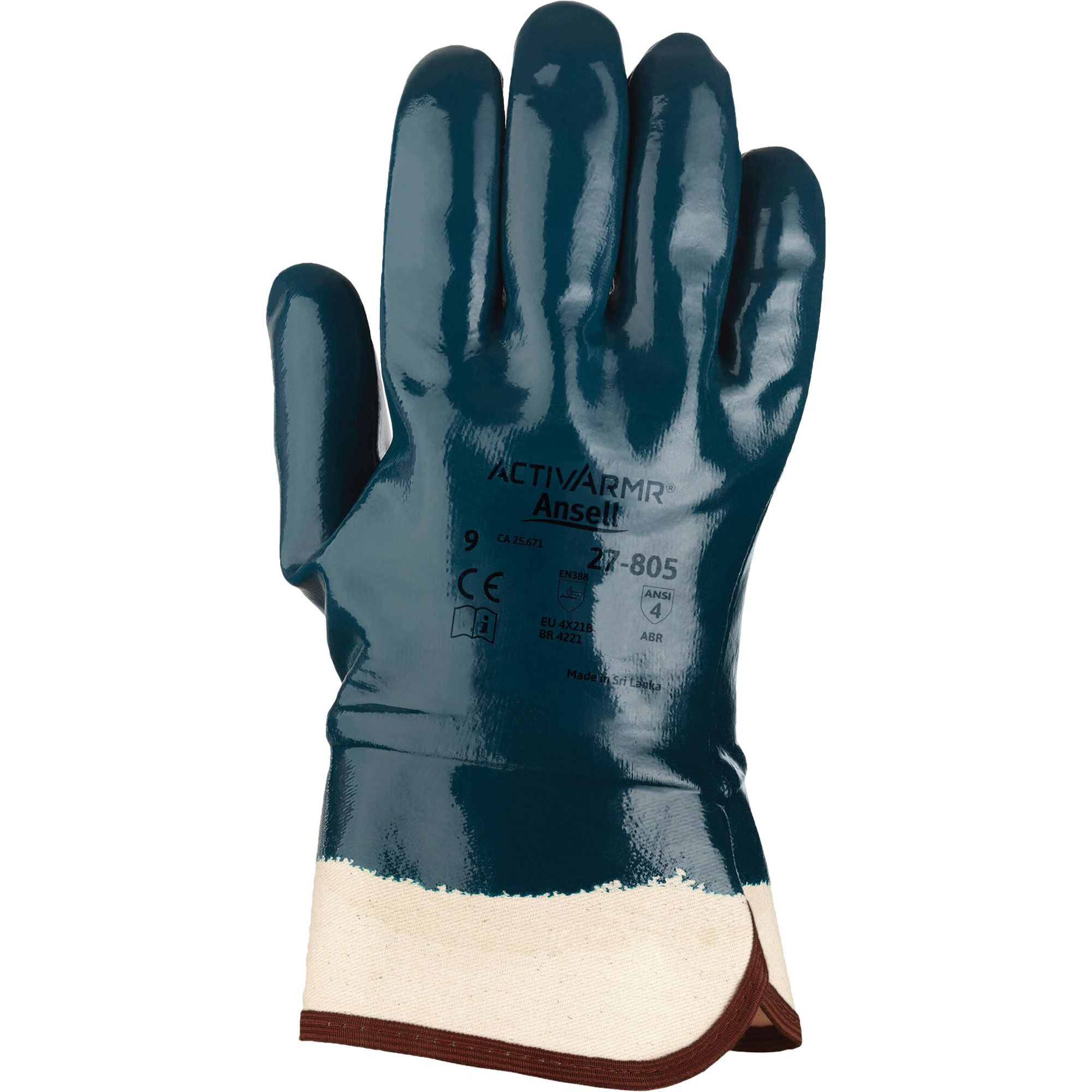 Gants HycronMD 27-805, 10/Grand, Rêvetement Nitrile, Enveloppe en Coton