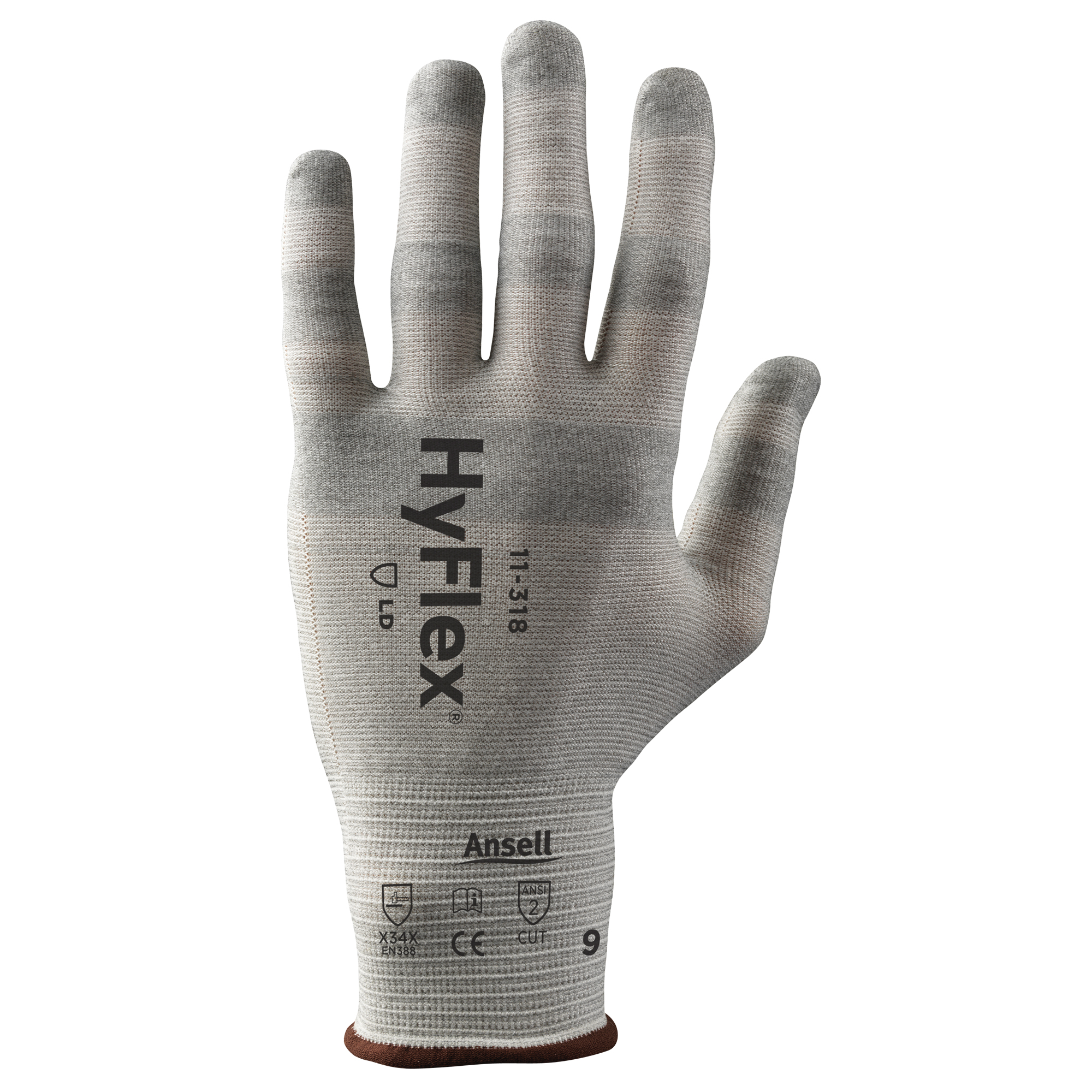 Gants HyFlexMD 11-318 résistant aux coupures, Taille Petit/7, Calibre 18, Enveloppe en DyneemaMD, ASTM ANSI niveau A2/EN 388 niveau B