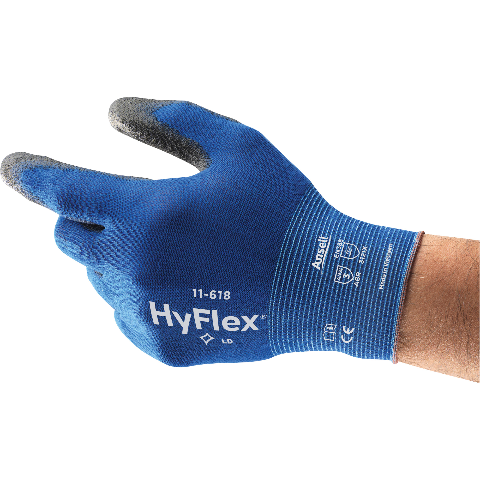 Gants HyflexMD 11-618, 9/Grand, Rêvetement Polyuréthane, Calibre 18, Enveloppe en Nylon