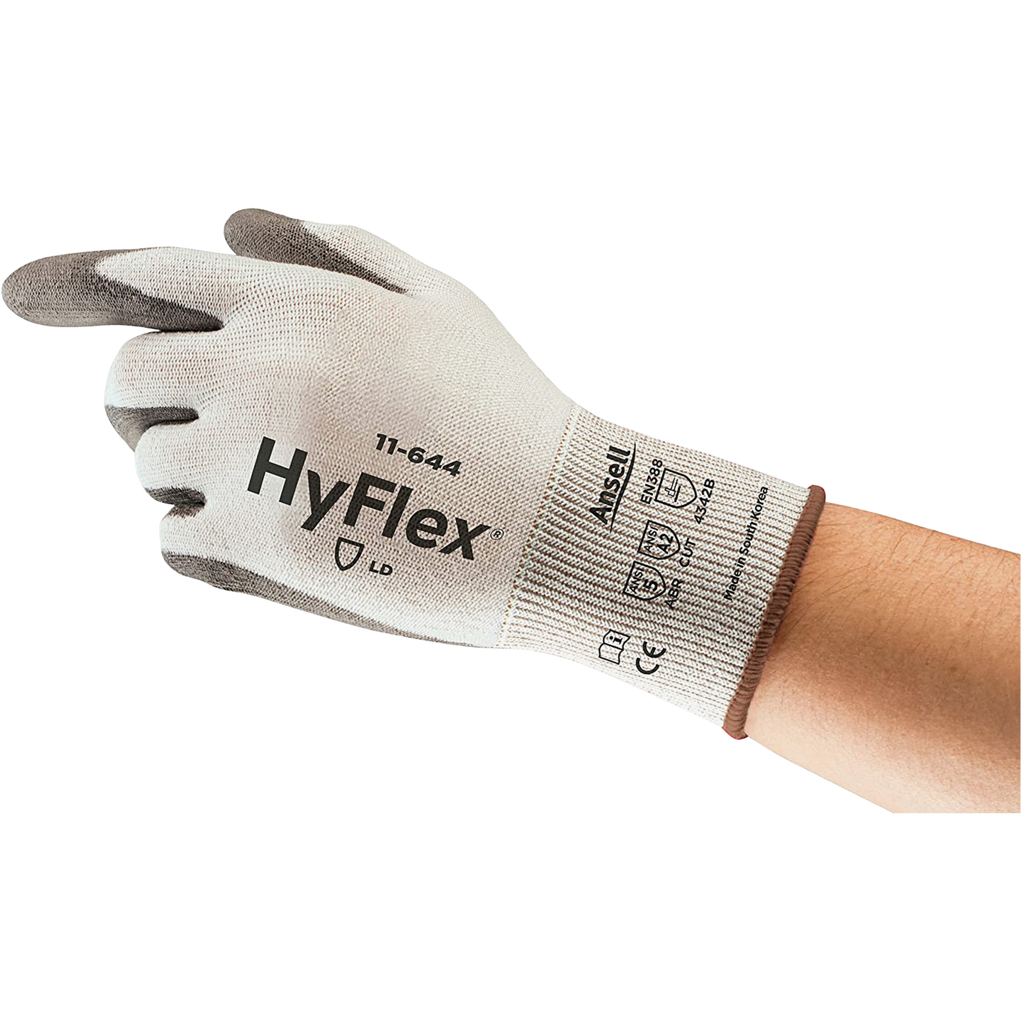 Gants HyFlexMD 11-644 , Taille 6/T-petit, Calibre 13, Revêtement Polyuréthane, Enveloppe en Polyéthylène, ASTM ANSI niveau A2/EN 388 niveau B