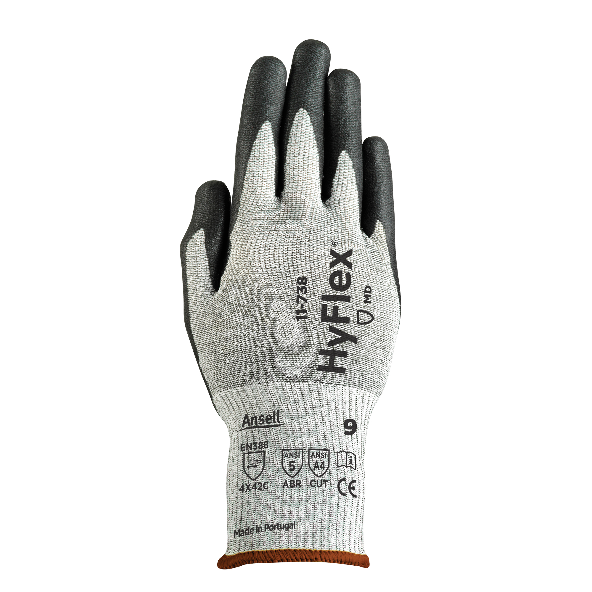 Gants HyflexMD 11-738, Taille T-Grand/10, Calibre 13, Revêtement Nitrile/Polyuréthane, Enveloppe en Nylon/InterceptMC, ASTM ANSI niveau A4/EN 388 niveau C