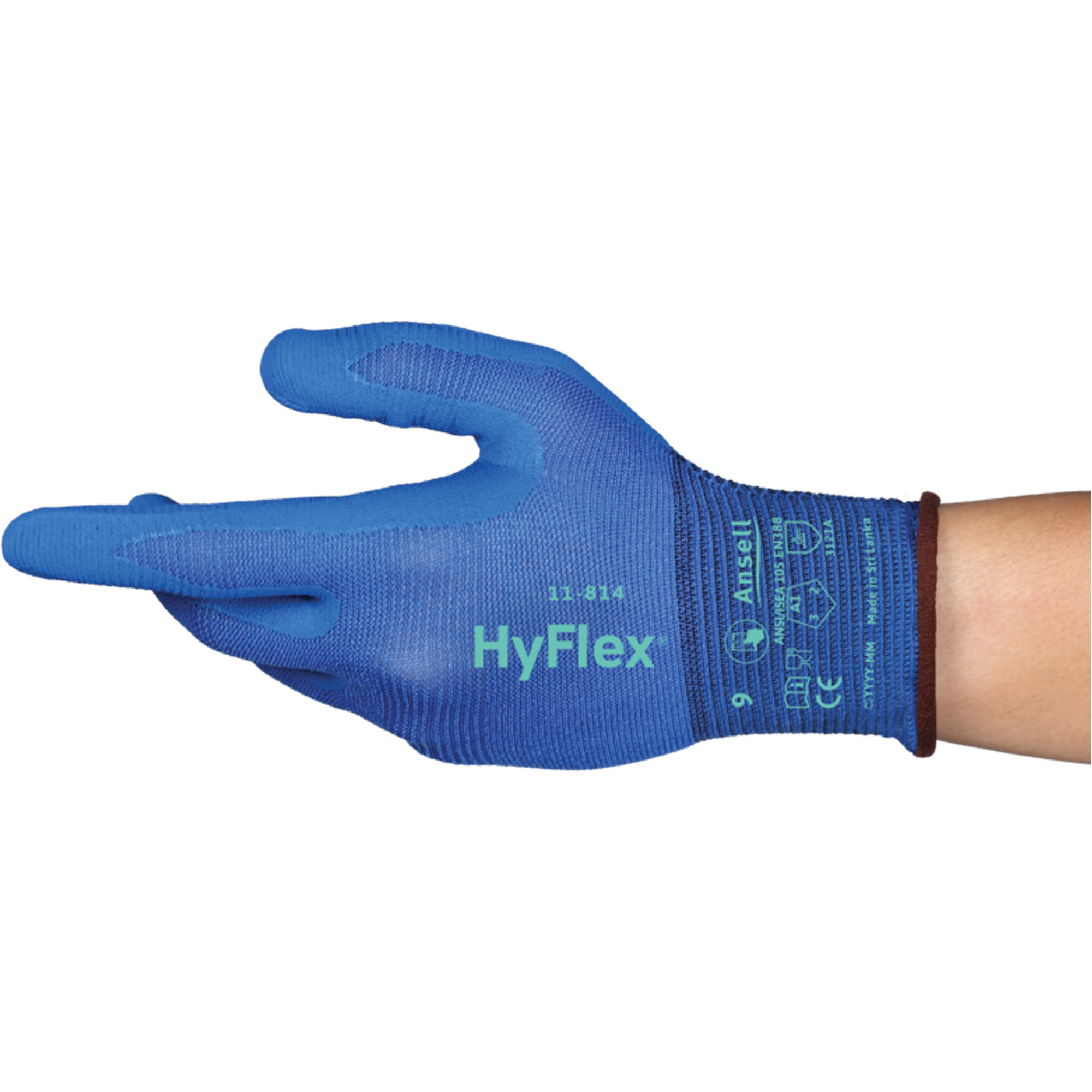 Gants HyflexMD 11-814, Taille 12/3T-Grand, Calibre 18, Revêtement Mousse de nitrile, Enveloppe en Nylon/Spandex, ASTM ANSI niveau A1/EN 388 niveau 1/EN 388 niveau A