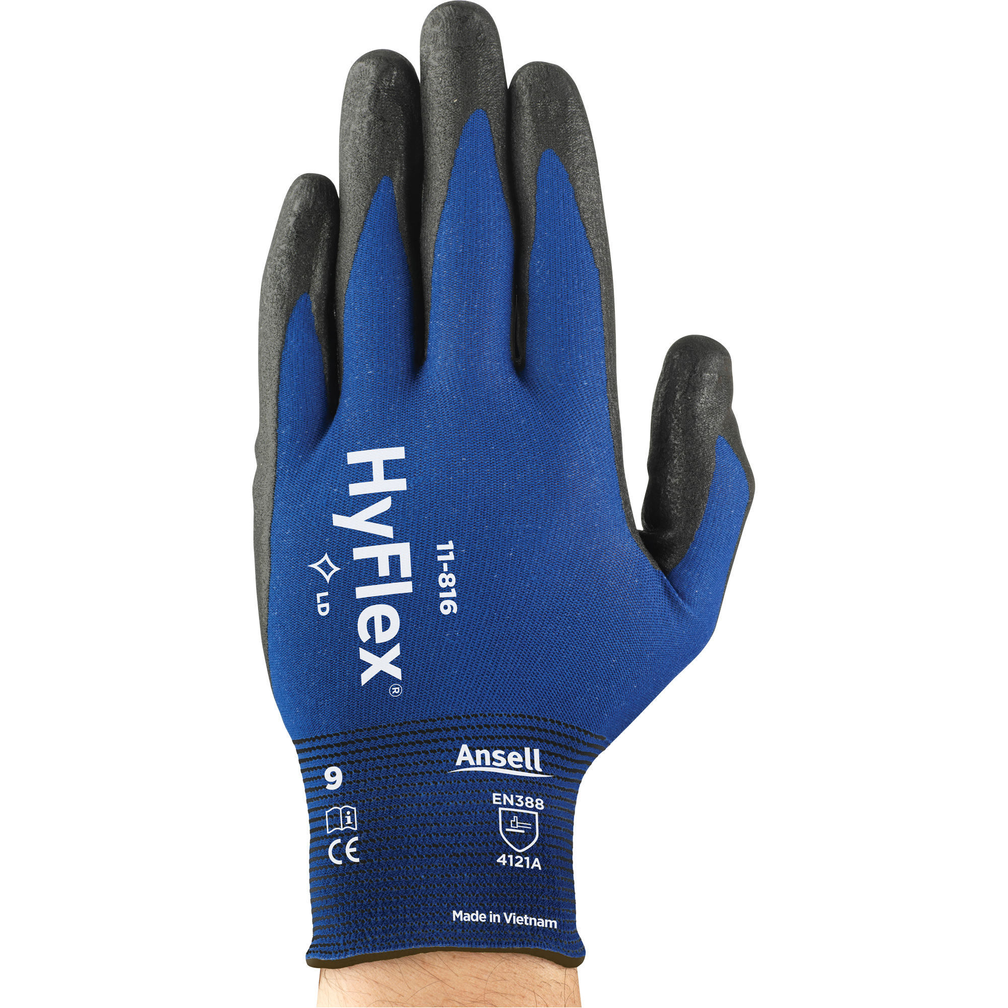 Gants HyFlexMD 11-816, 10, Rêvetement Mousse de nitrile, Calibre 18, Enveloppe en Nylon/Spandex