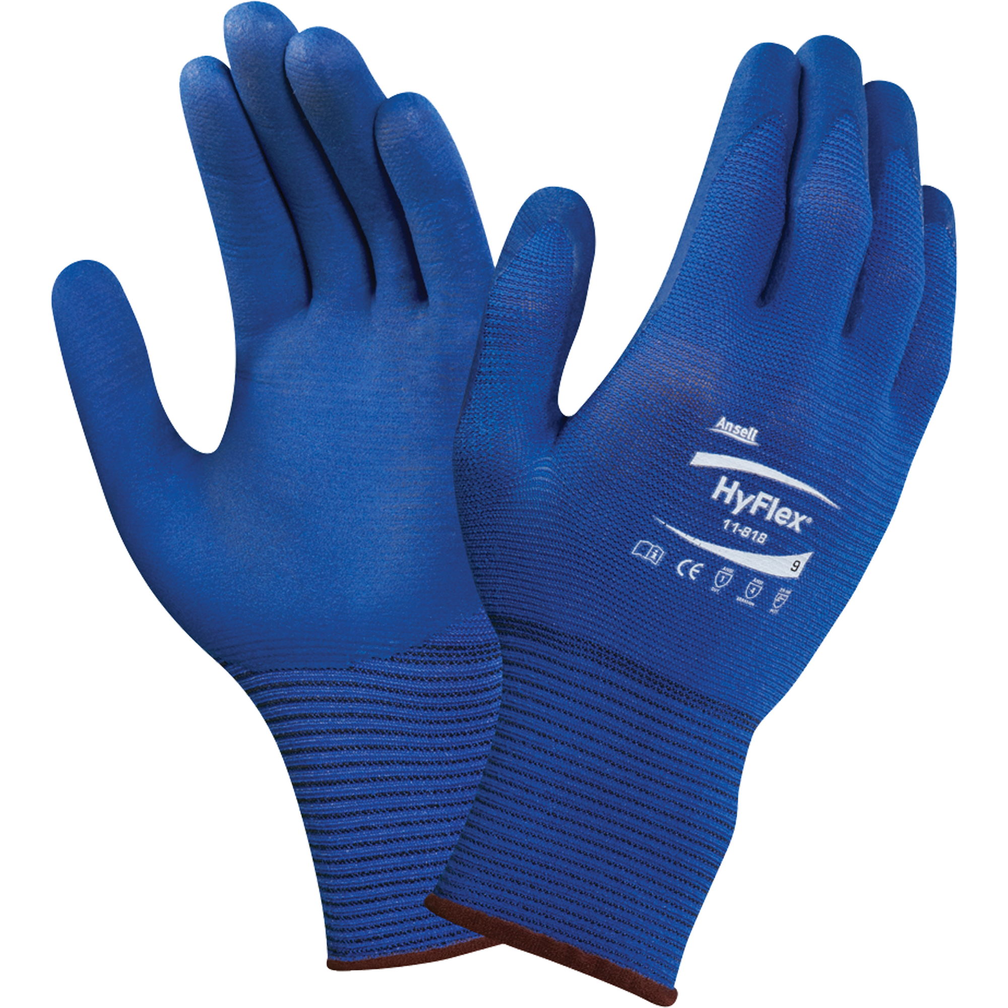 Gants HyflexMD 11-818 , 9/Grand, Rêvetement Mousse de nitrile, Calibre 18, Enveloppe en Nylon