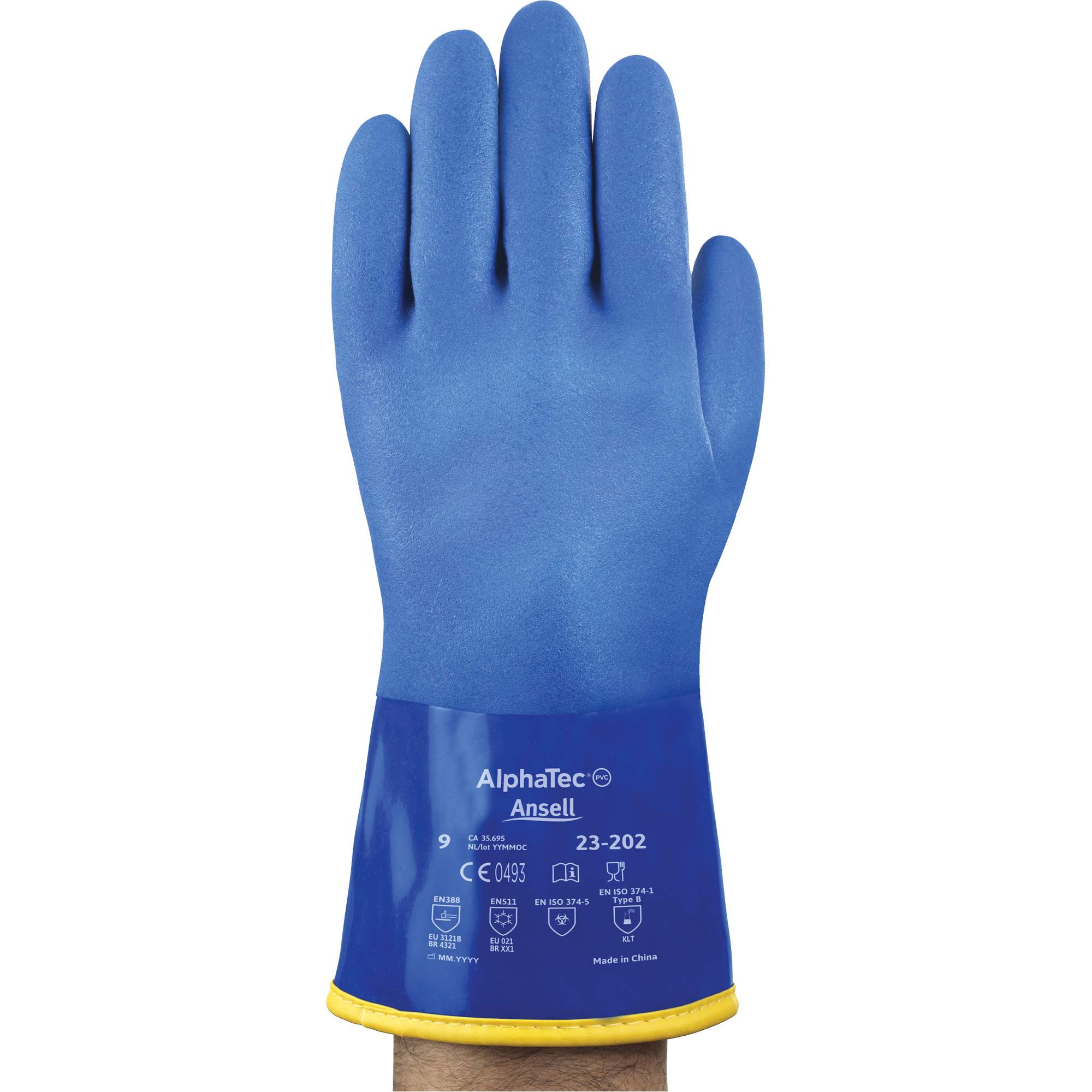 Gants jetables AlphaTecMD 23-202, Taille 10, 11,8" lo, Coton, Doublure en Molleton