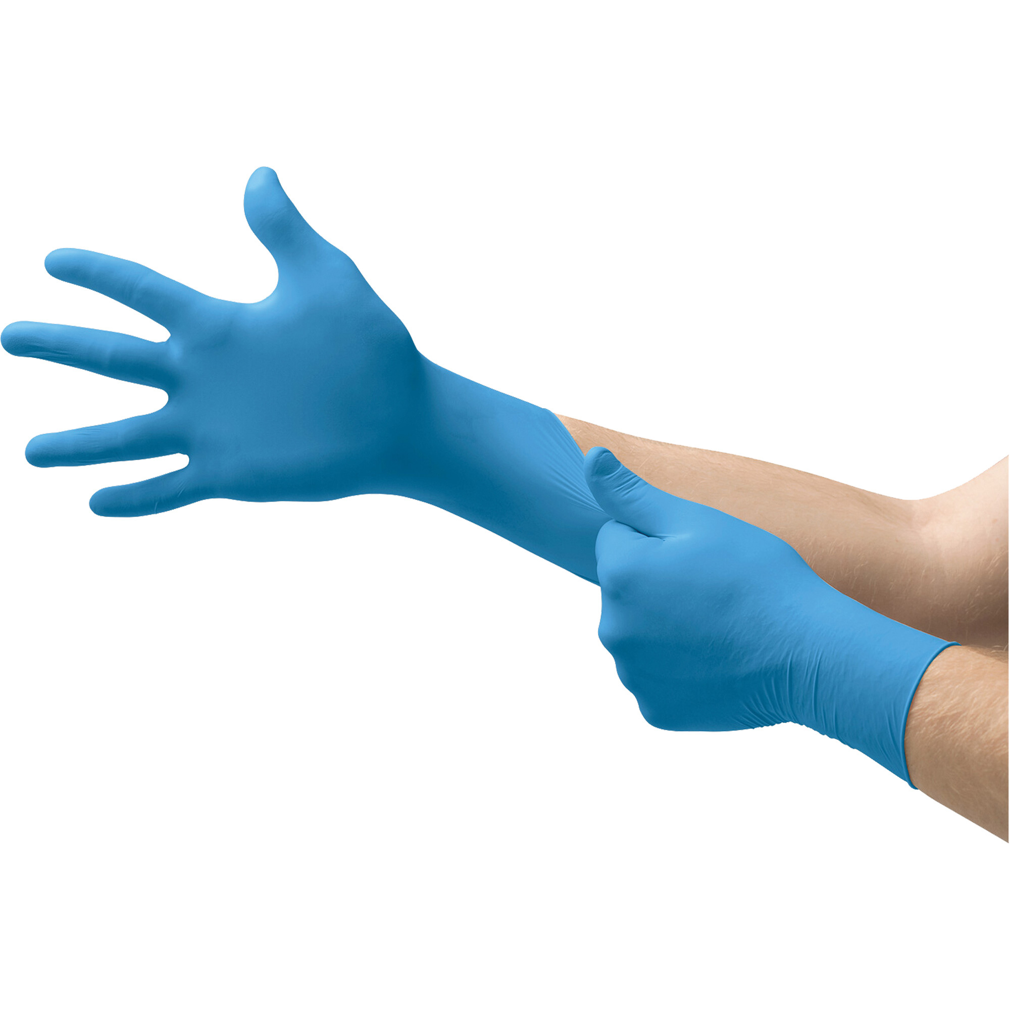 Gants jetables, Petit, Nitrile, 5 mils, Poudrés, Bleu