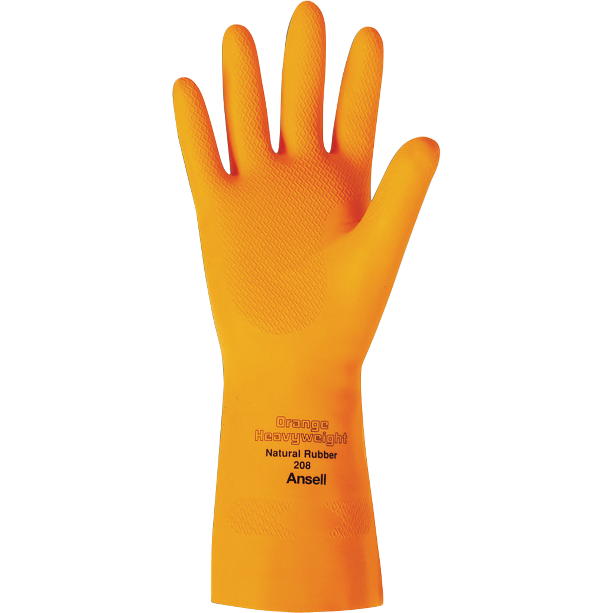 Gants oranges lourds de série 208, Taille Petit/7, 13" lo, Latex de caoutchouc, Doublure en Ouatée, 29 mils