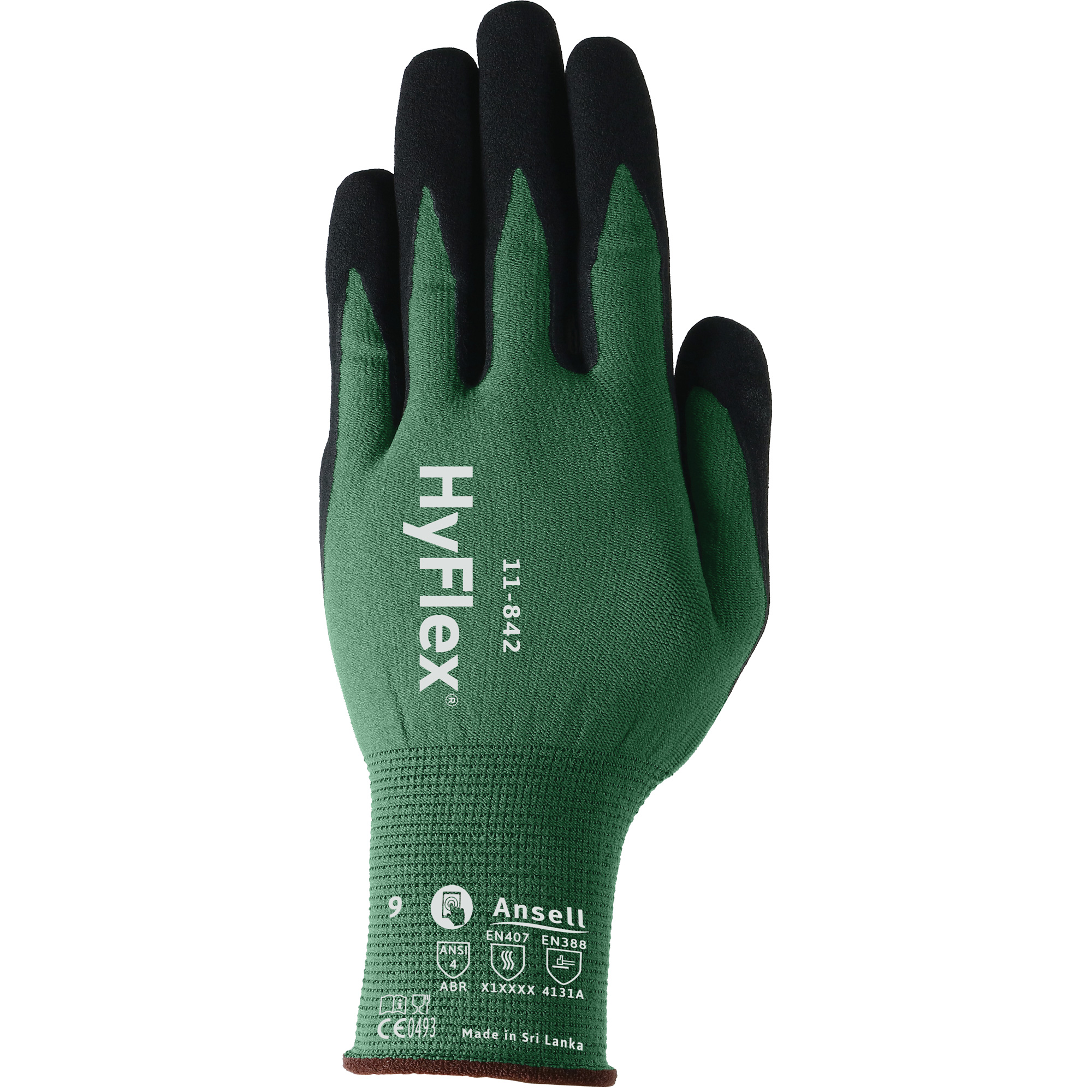 Gants polyvalents écoresponsables HyFlexMD 11-842, 8, Rêvetement Mousse de nitrile, Calibre 15, Enveloppe en Nylon