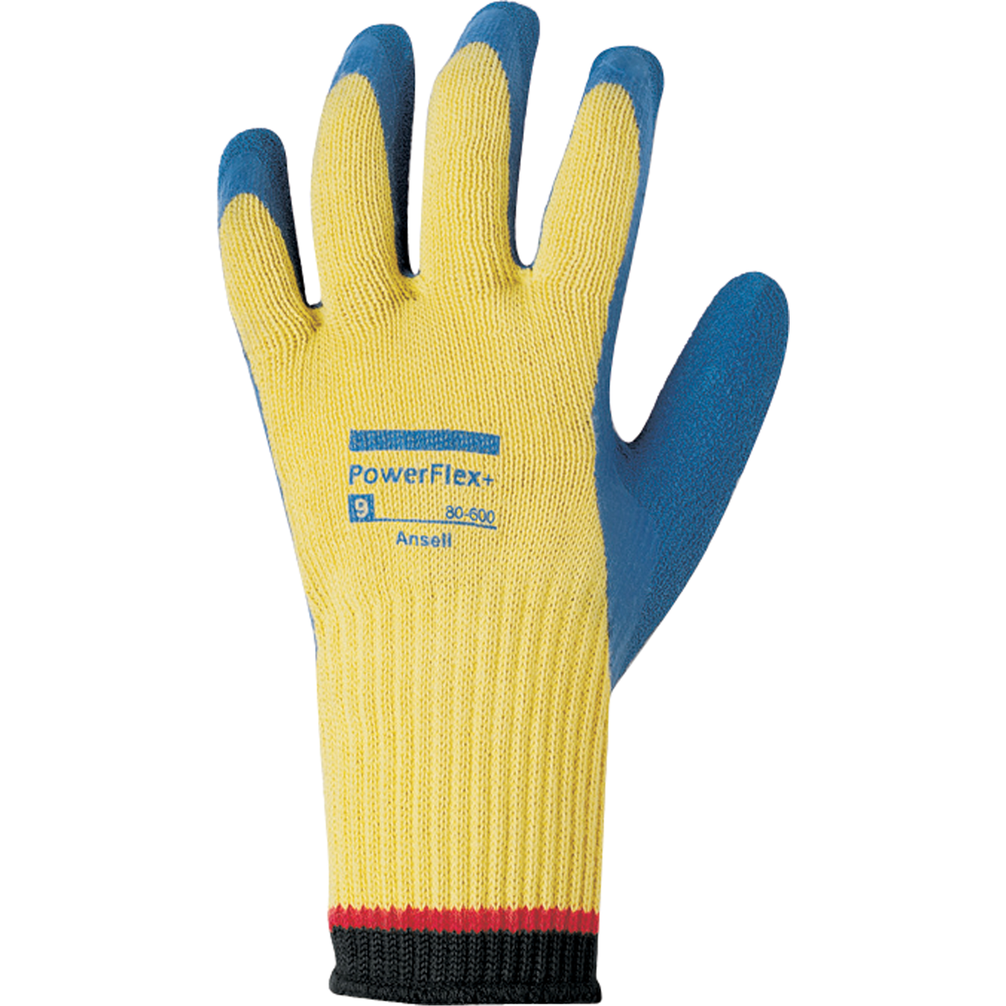 Gants PowerFlexMD Plus 80-600, Taille T-Grand/10, Calibre 10, Revêtement Latex de caoutchouc, Enveloppe en KevlarMD, ASTM ANSI niveau A2/EN 388 niveau C