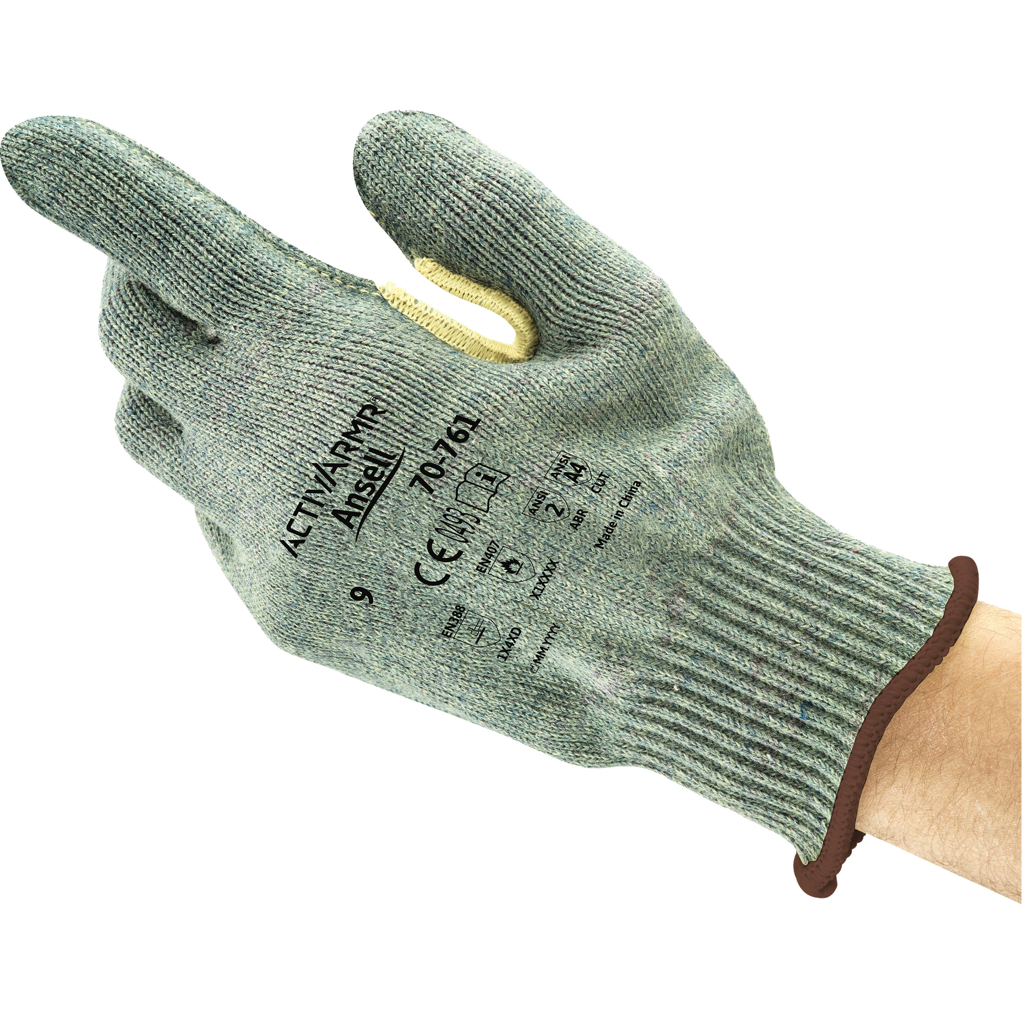 Gants résistant à la coupe ActivArmrMD 70-761, Taille 10, Calibre 10, Enveloppe en Nylon/Acrylique/KevlarMD, ASTM ANSI niveau A4/EN 388 niveau D