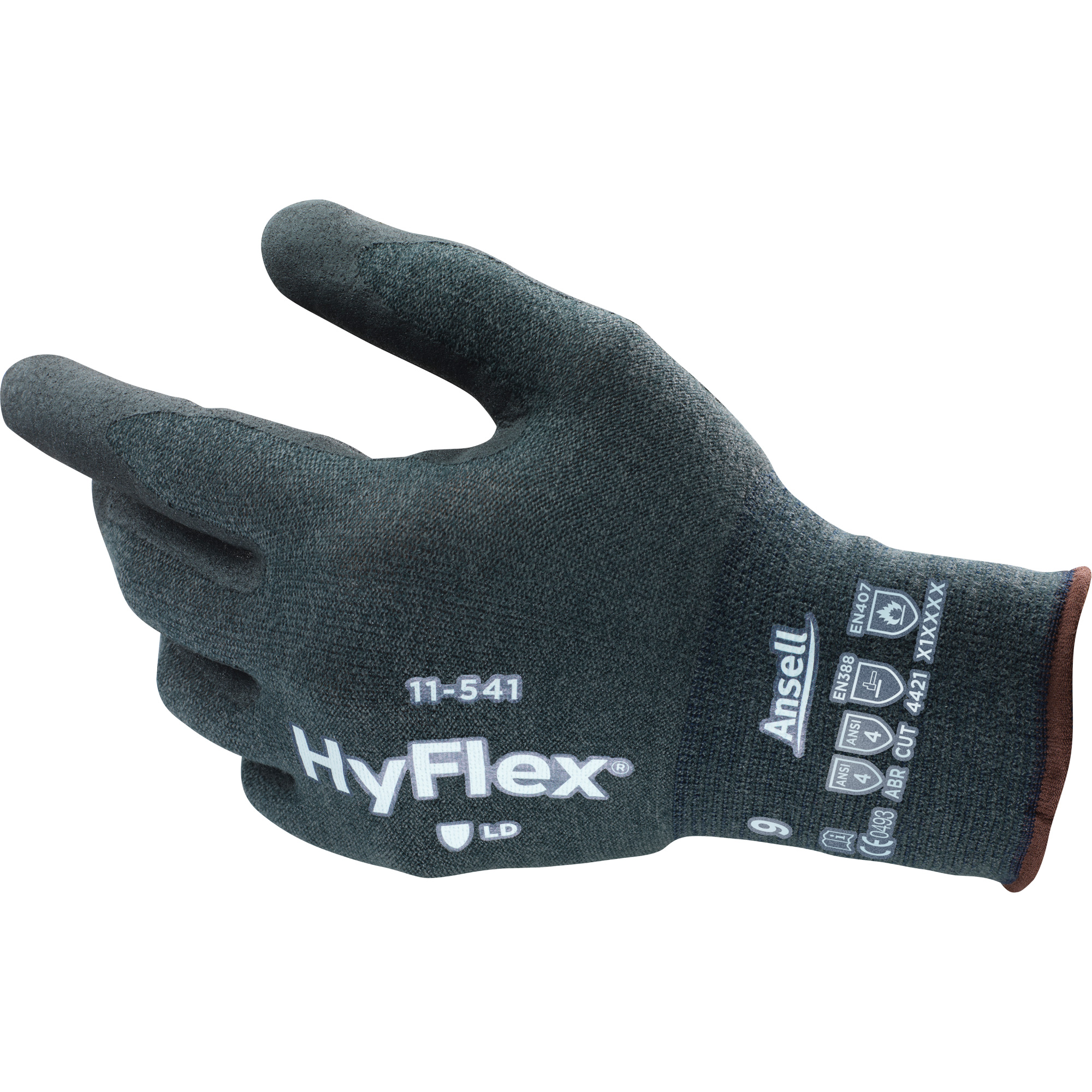 Gants résistant aux coupures HyflexMD 11-541, Taille 7, Calibre 18, Revêtement Nitrile, Enveloppe en Nylon/KevlarMD/Spandex, ASTM ANSI niveau A4/EN 388 niveau D