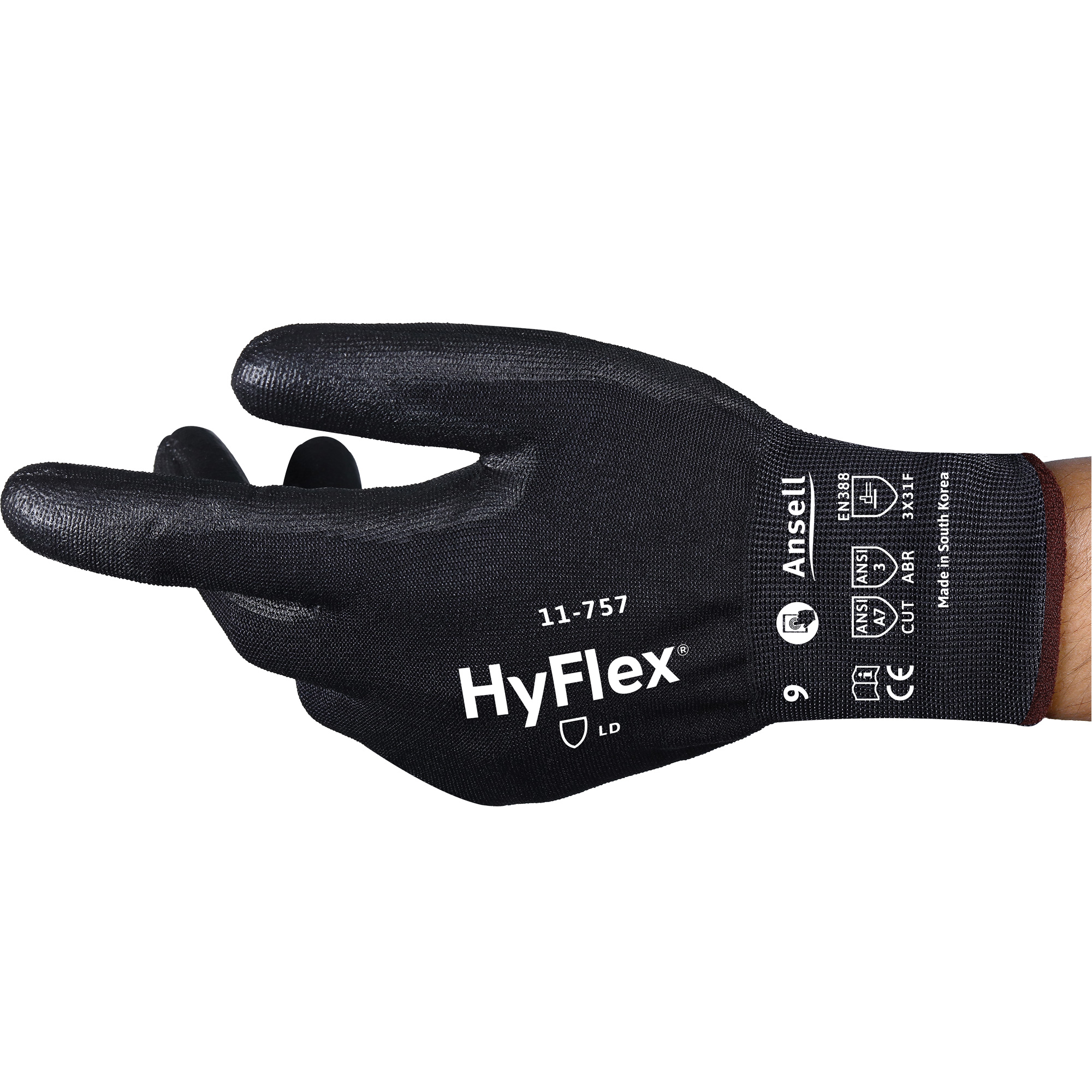 Gants résistant aux coupures HyflexMD 11-757, Taille 8, Calibre 18, Revêtement Polyuréthane, Enveloppe en InterceptMC, ASTM ANSI niveau A7/EN 388 niveau F