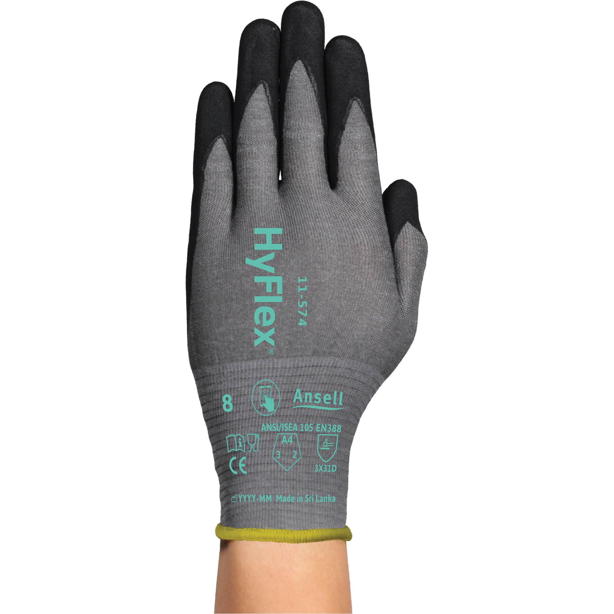 Gants résistants à la coupe HYFLEXMD 11-574, Taille 12/3T-Grand, Calibre 21, Revêtement Mousse de nitrile, Enveloppe en InterceptMC, ASTM ANSI niveau A4/EN 388 niveau D