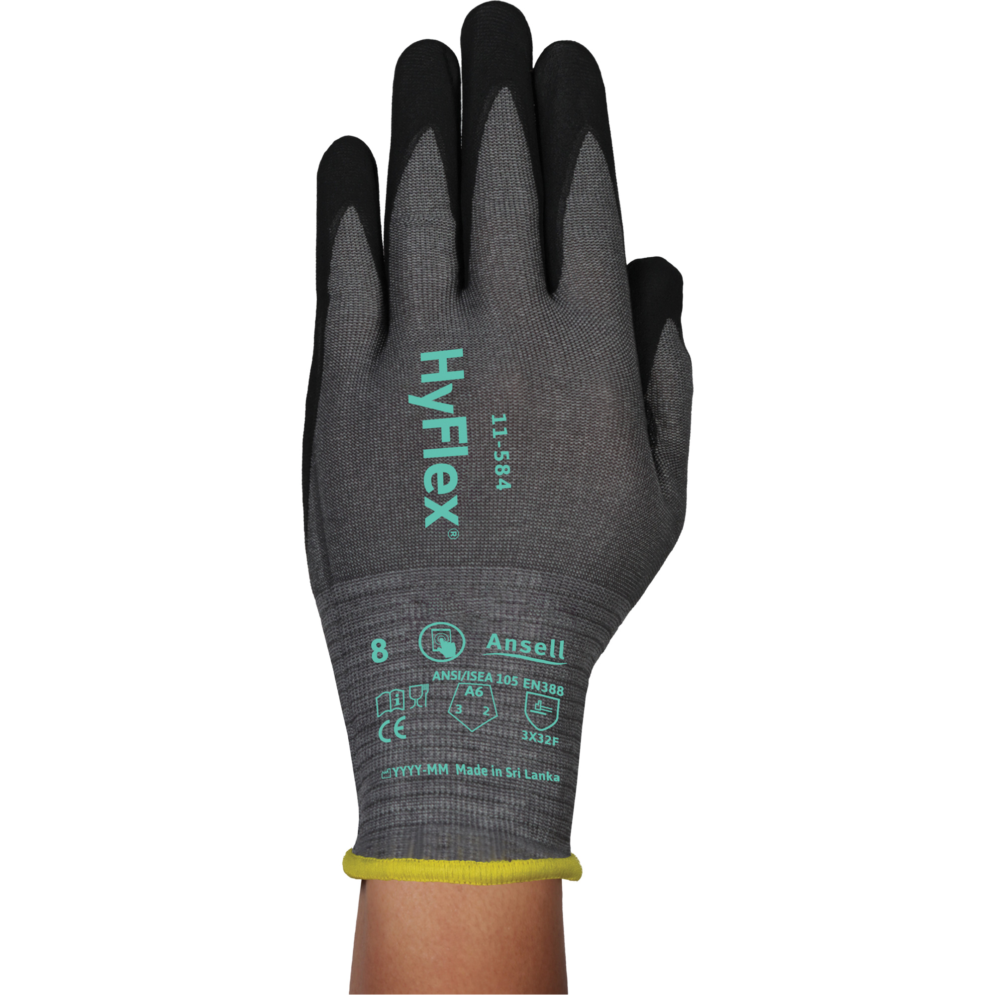 Gants résistants à la coupe HYFLEXMD 11-584, Taille 12/3T-Grand, Calibre 21, Revêtement Mousse de nitrile, Enveloppe en PEHP/InterceptMC, ASTM ANSI niveau A6/EN 388 niveau F