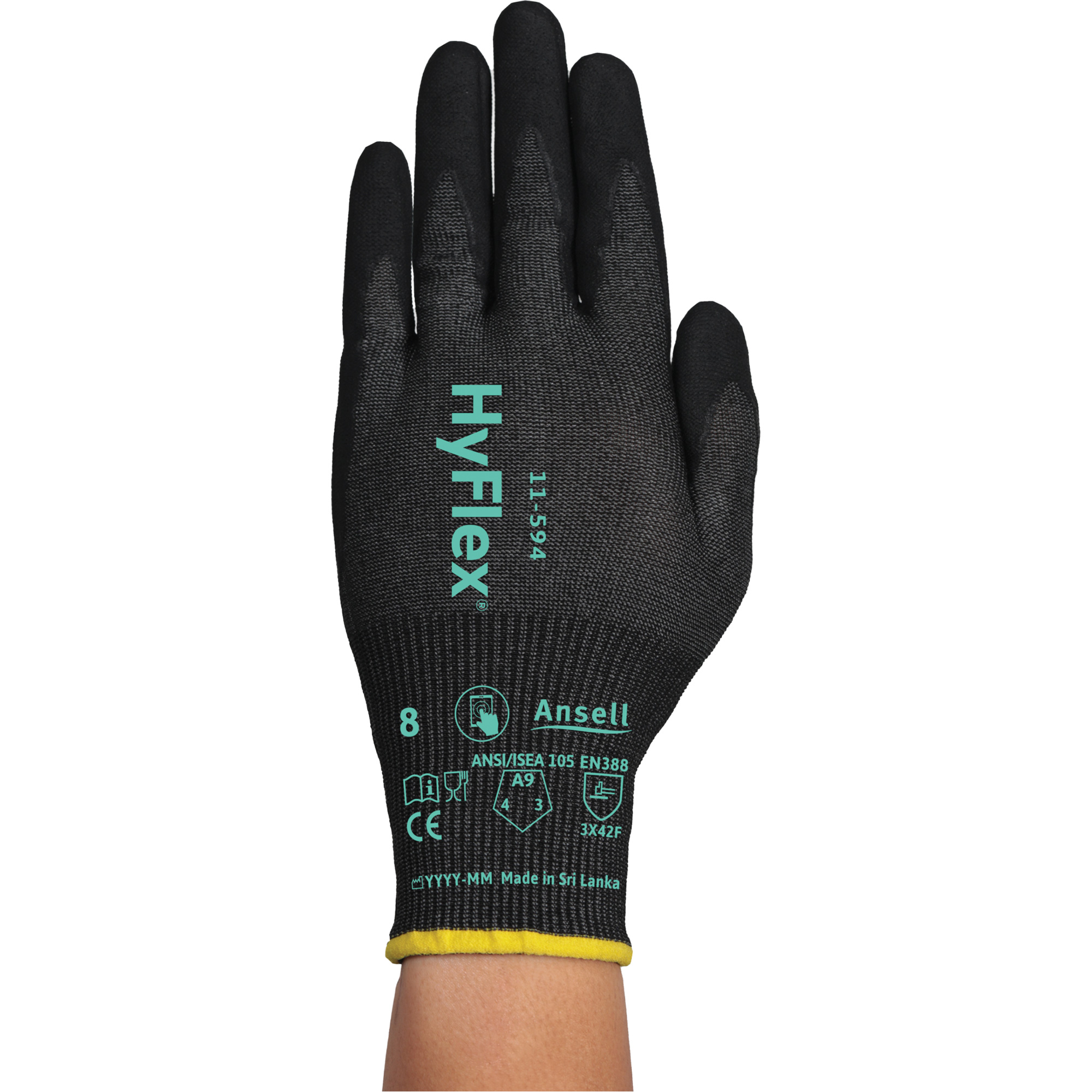 Gants résistants à la coupe HYFLEXMD 11-594, Taille 12/3T-Grand, Calibre 18, Revêtement Nitrile, Enveloppe en PEHP/InterceptMC, ASTM ANSI niveau A9/EN 388 niveau F