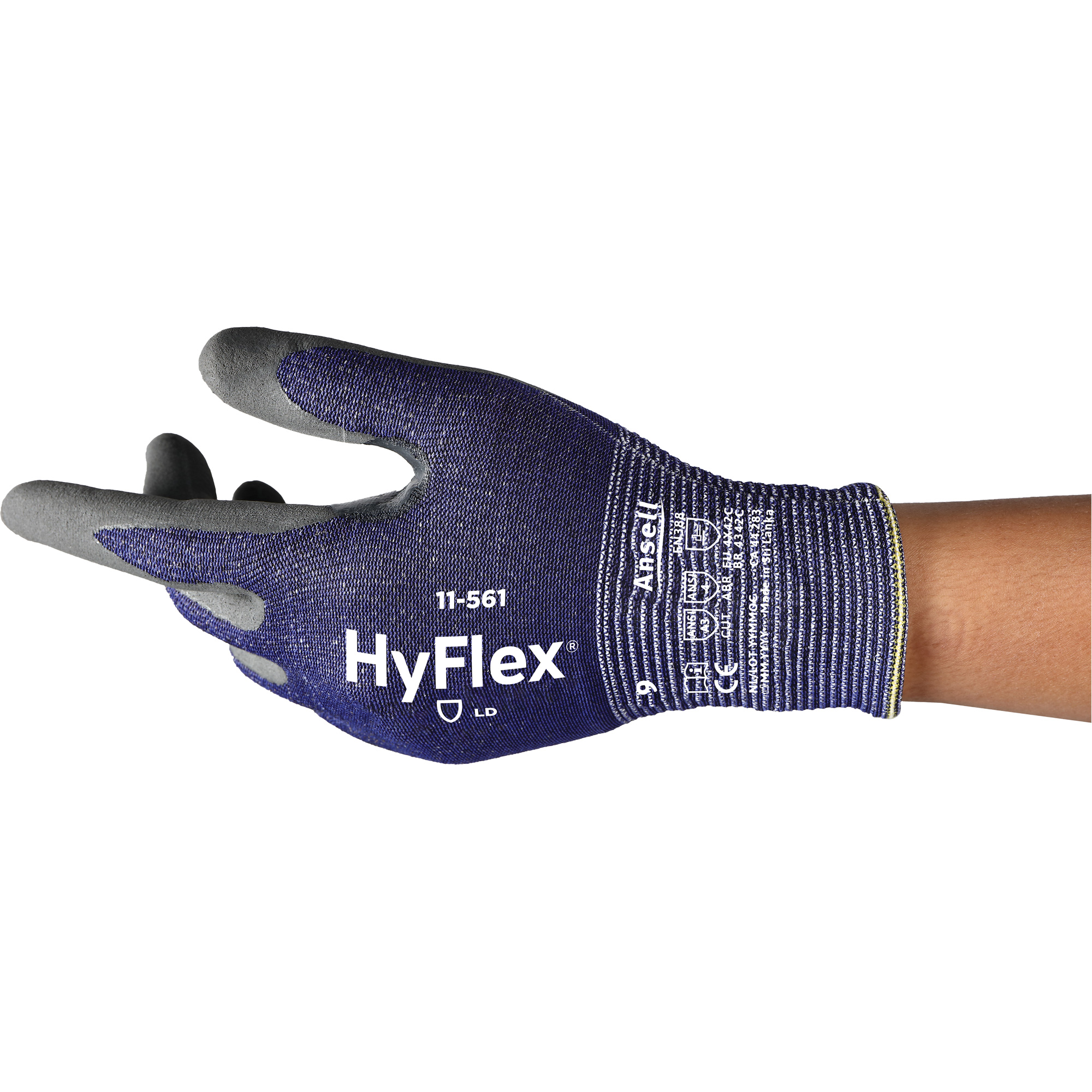 Gants résistants aux coupures HyFlexMD 11-561, Taille 5, Calibre 15, Revêtement Nitrile, Enveloppe en InterceptMC, EN 388 niveau C