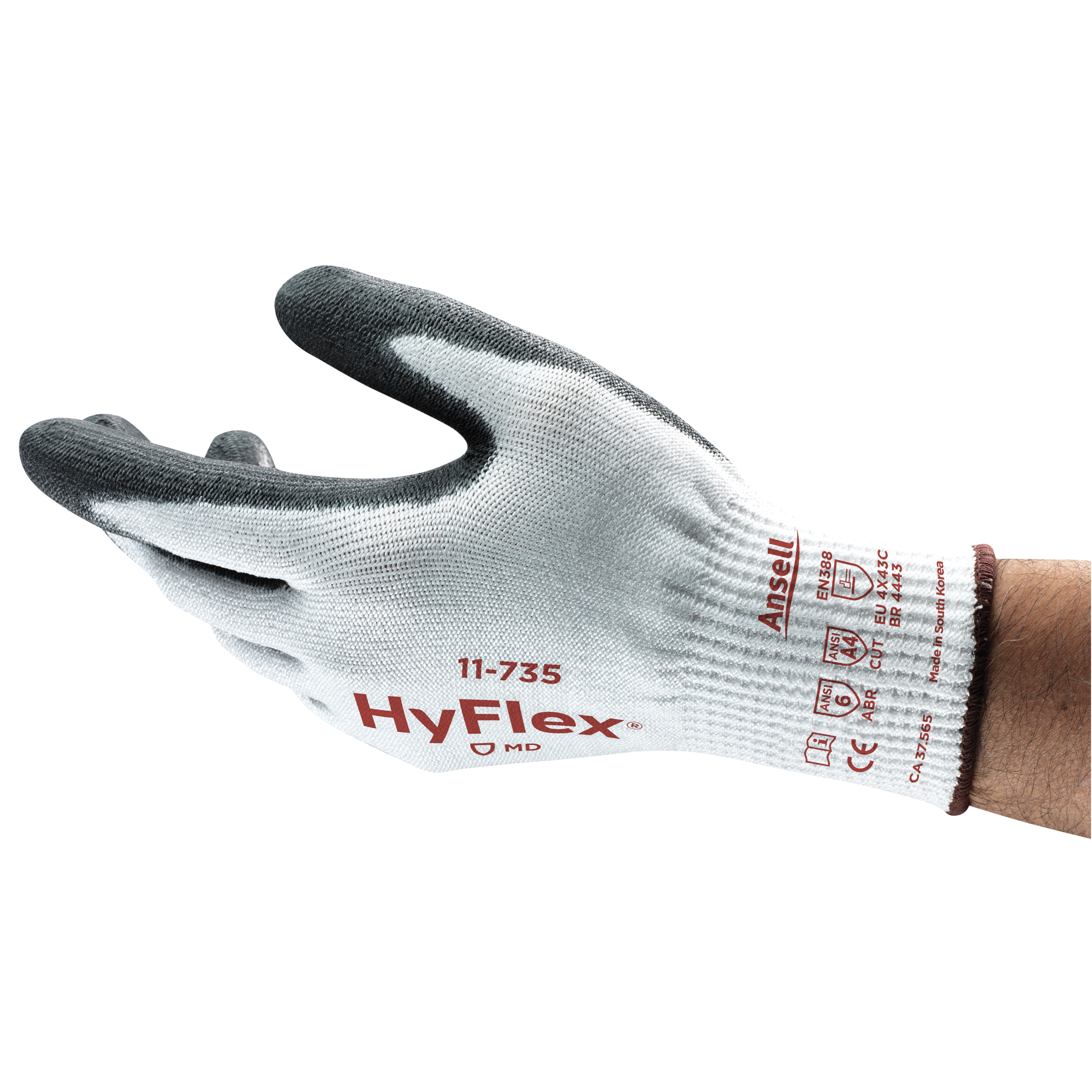 Gants résistants aux coupures HyFlexMD 11-735, Taille 2T-Grand/11, Calibre 10, Revêtement Polyuréthane, Enveloppe en Nylon/Fibre de verre/PEHP/Spandex, ASTM ANSI niveau A4/EN 388 niveau C