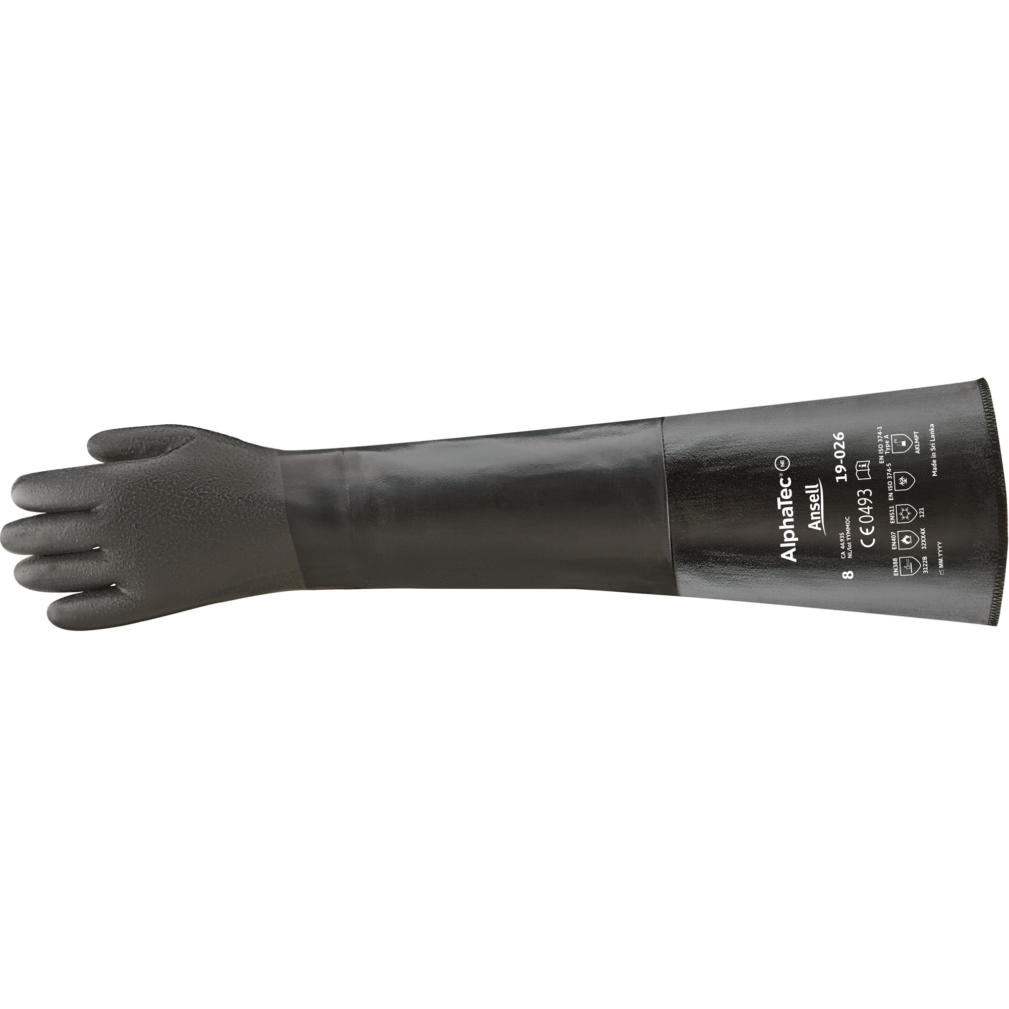 Gants résistants aux produits chimiques AlphaTecMD 19-026, Taille 8, 26" lo, Néoprène, Doublure en Coton