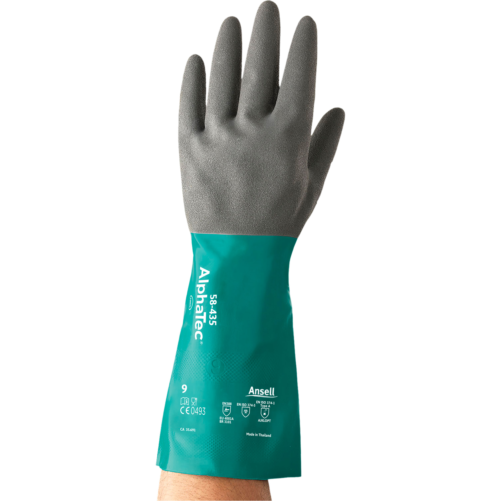 Gants résistants aux produits chimiques AlphaTecMD série 58-435, Taille 10, 15" lo, Nitrile, Doublure en Coton/Ouatée, 10 mils