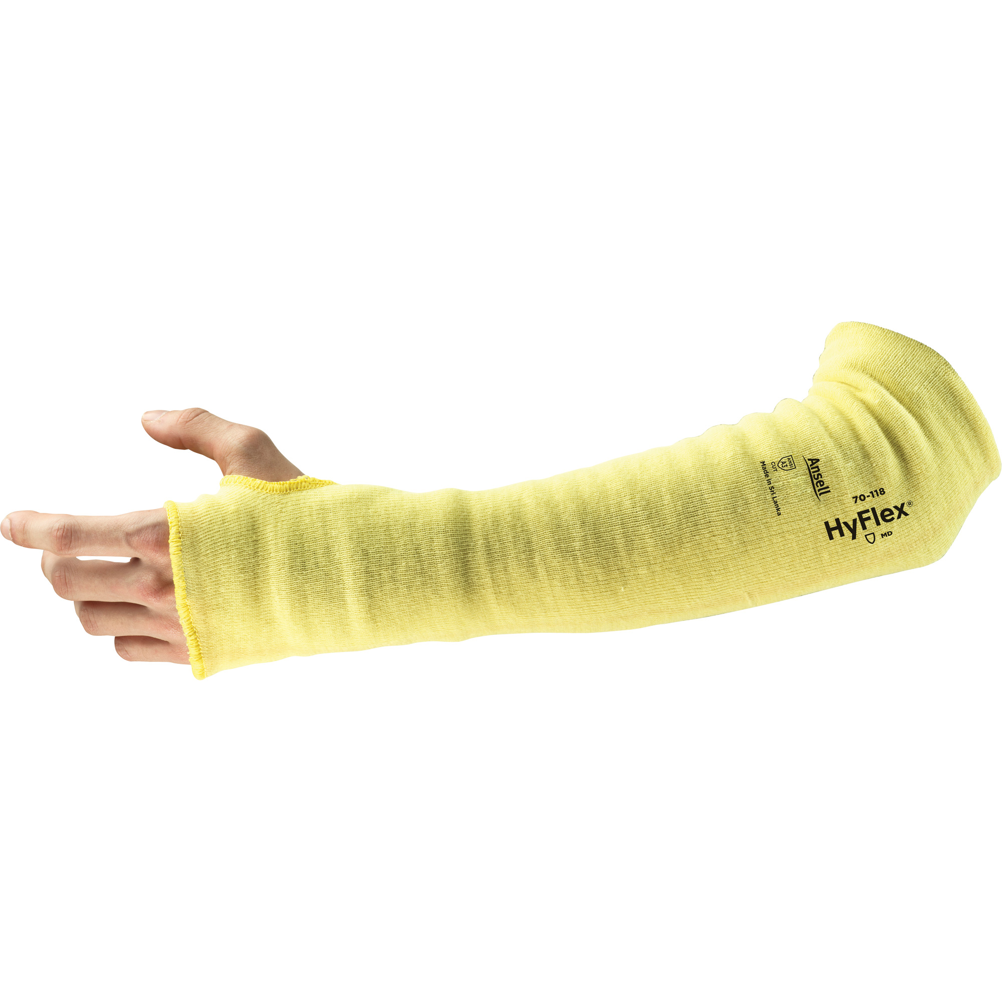 Manchon de protection pour le bras HyFlex 70-118, KevlarMD, 10", ASTM ANSI niveau A3/EN 388 niveau 3/EN 388 niveau C, Jaune