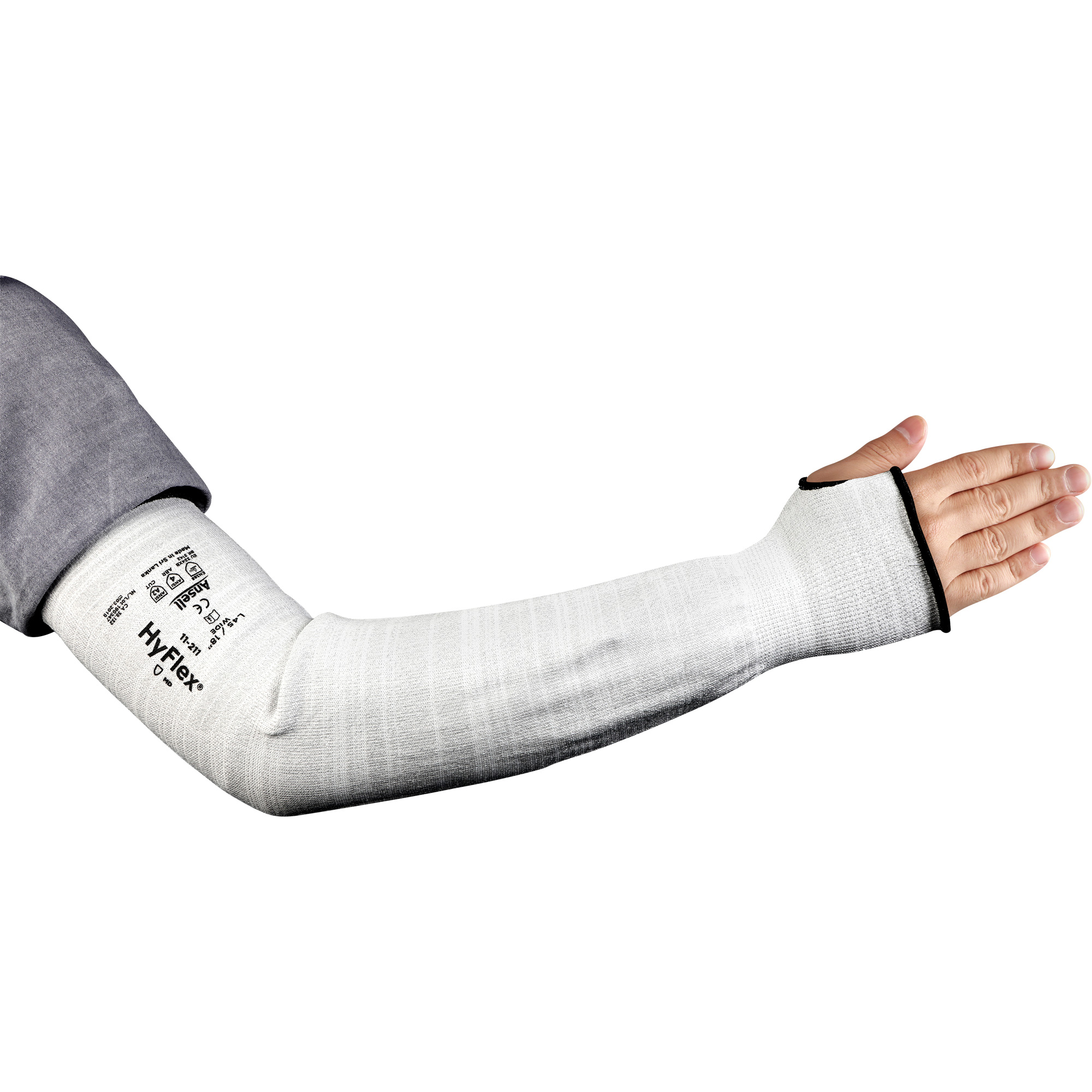 Manchon étroit résistant aux coupures HyFlexMD série 11-211, InterceptMC, 18", ASTM ANSI niveau A2/EN 388 niveau 2, Gris