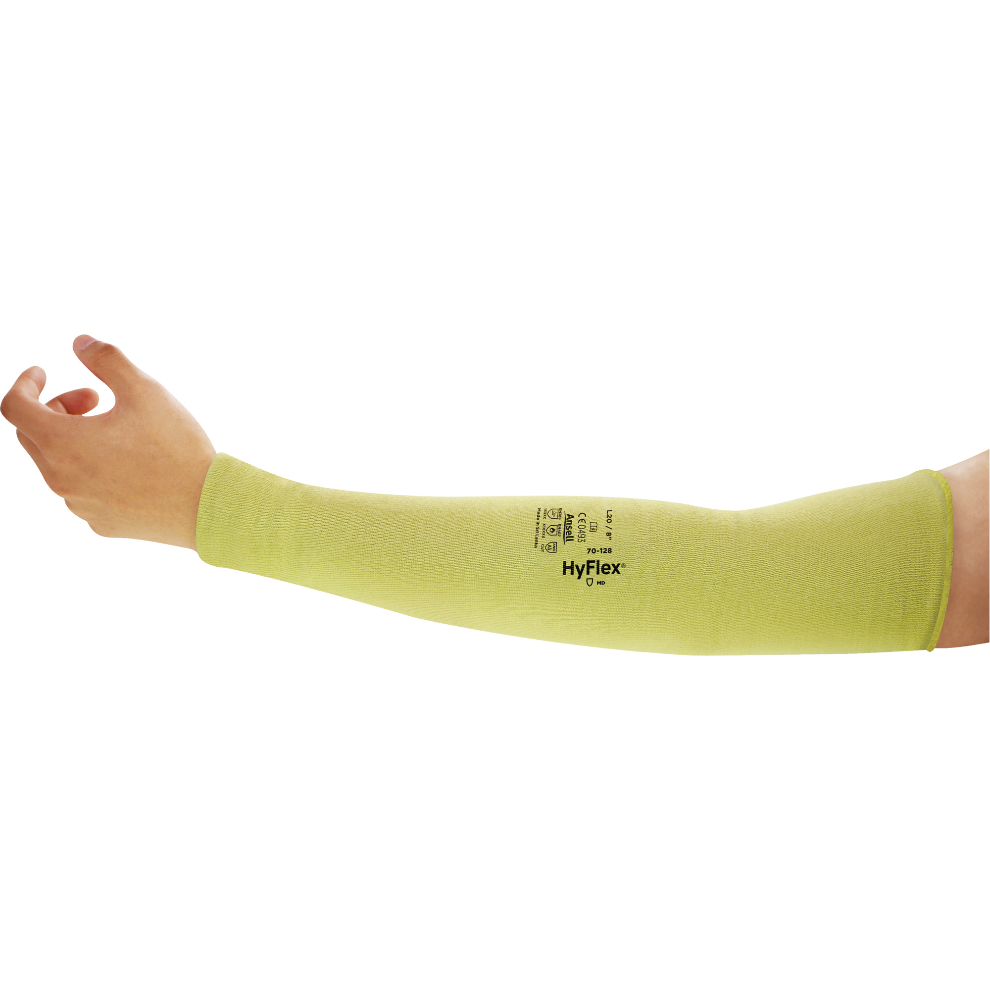 Manchon résistant aux coupures HyFlexMD GoldknitMD, KevlarMD, 8", ASTM ANSI niveau A3/EN 388 niveau 3, Jaune