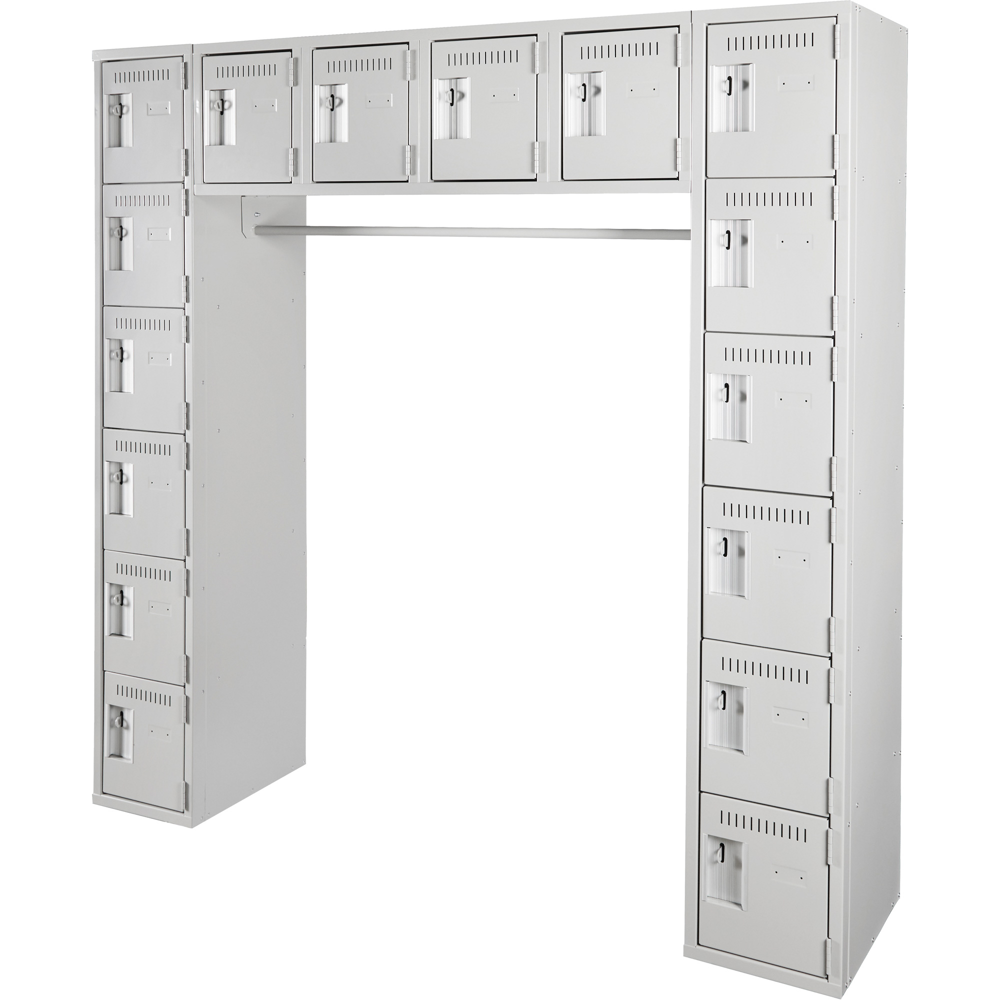 Arche de casiers économiques assemblés Clean LineMC, 16 niveaux, Bloc de 3, 18" x 72" x 12", Acier