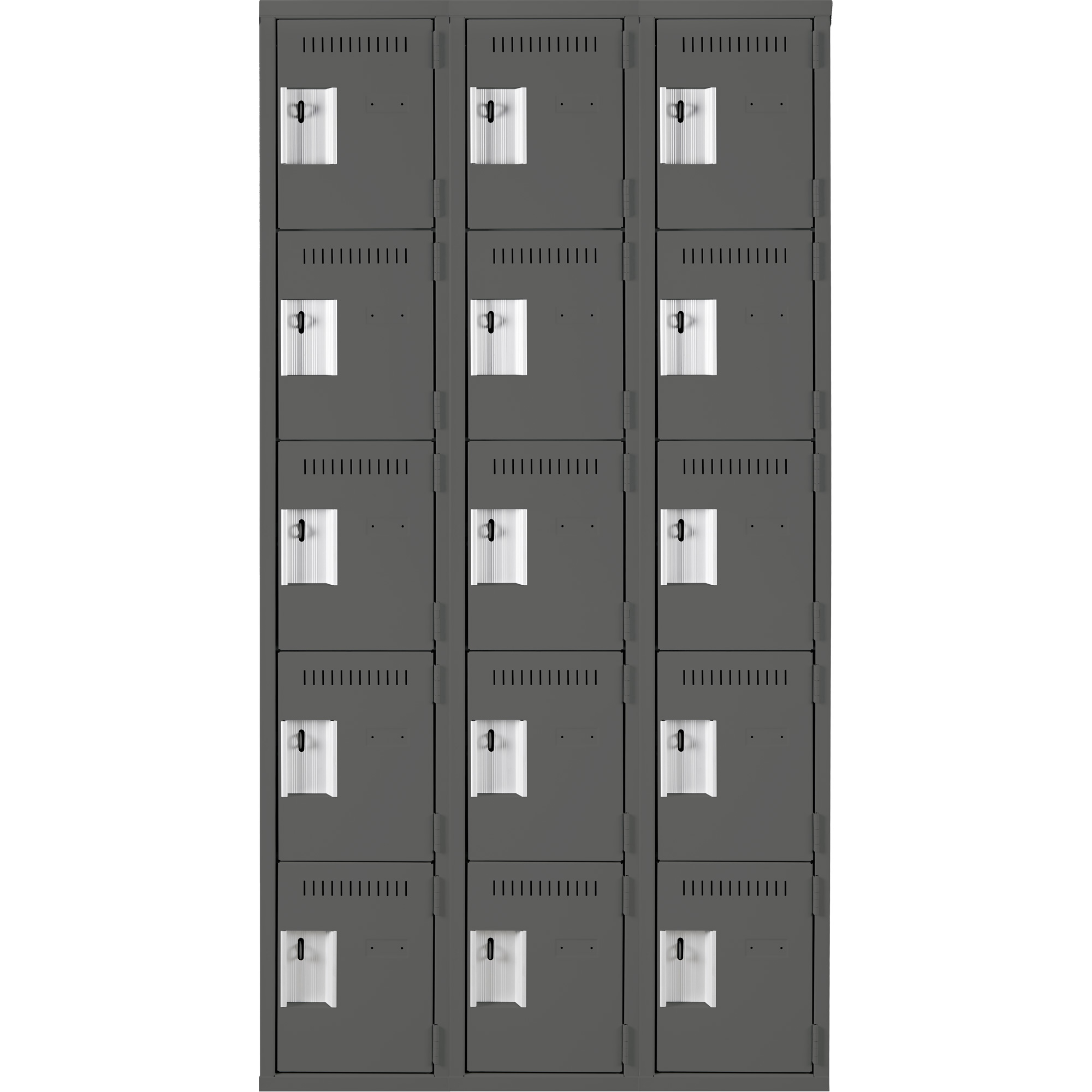 Casiers à effets personnels et assemblés Clean LineMC, 5 niveaux, Bloc de 3, 15" x 72" x 36", Acier – Image 2