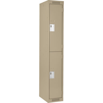 Casiers Clean LineMC, 2 niveaux, 15" x 15" x 72", Acier, Beige, Rivet (assemblé)