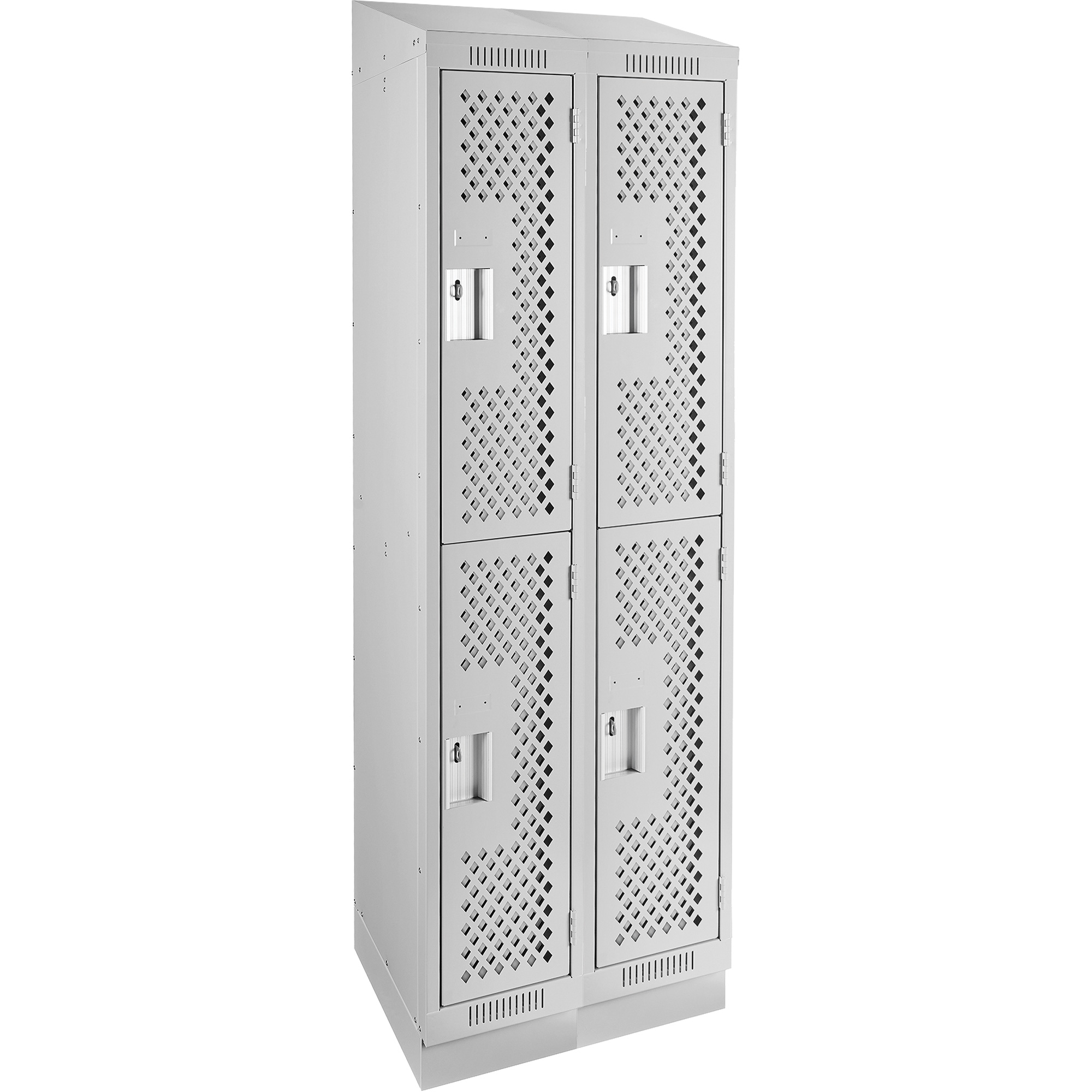 Casiers Clean LineMC, 2 niveaux, Bloc de 2, 24" x 12" x 82", Acier, Gris, Rivet (assemblé), Perforé
