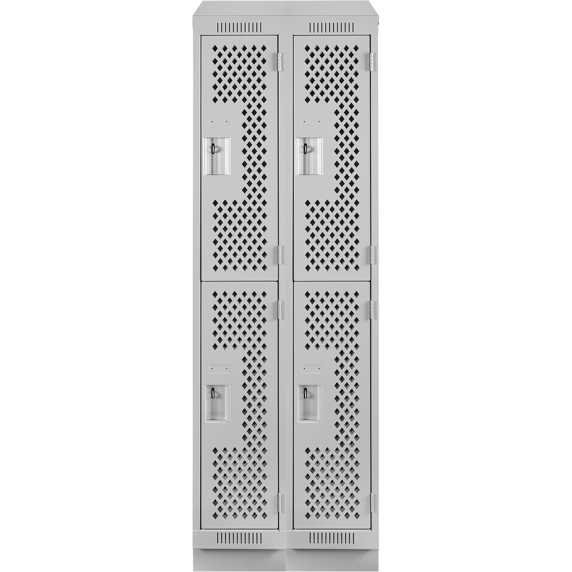 Casiers Clean LineMC, 2 niveaux, Bloc de 2, 24" x 12" x 82", Acier, Gris, Rivet (assemblé), Perforé – Image 2