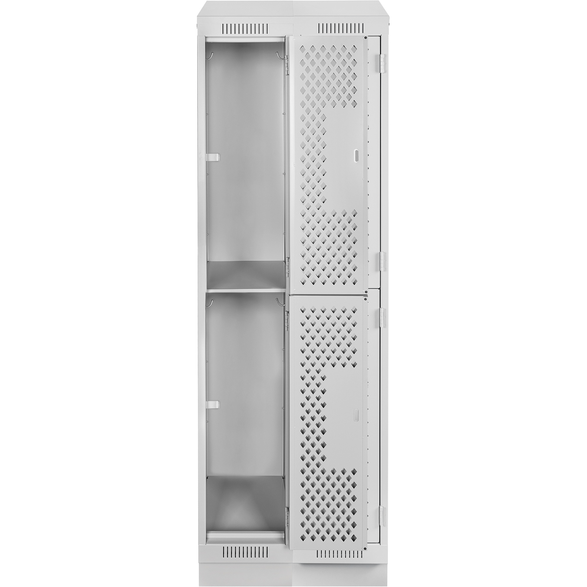 Casiers Clean LineMC, 2 niveaux, Bloc de 2, 24" x 12" x 82", Acier, Gris, Rivet (assemblé), Perforé – Image 4