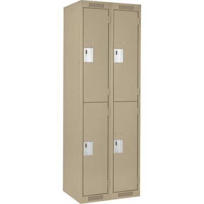 Casiers Clean LineMC, 2 niveaux, Bloc de 2, 24" x 15" x 72", Acier, Beige, Rivet (assemblé)