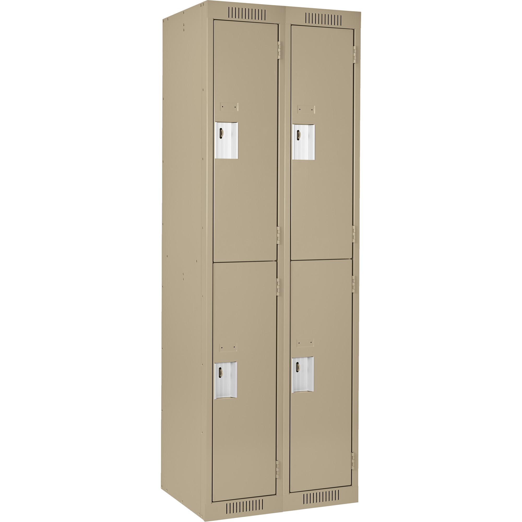 Casiers Clean LineMC, 2 niveaux, Bloc de 2, 24" x 15" x 72", Acier, Beige, Rivet (assemblé)
