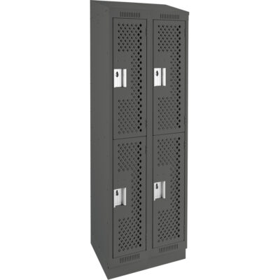 Casiers Clean LineMC, 2 niveaux, Bloc de 2, 24" x 12" x 82", Acier, Charbon, Rivet (assemblé), Perforé