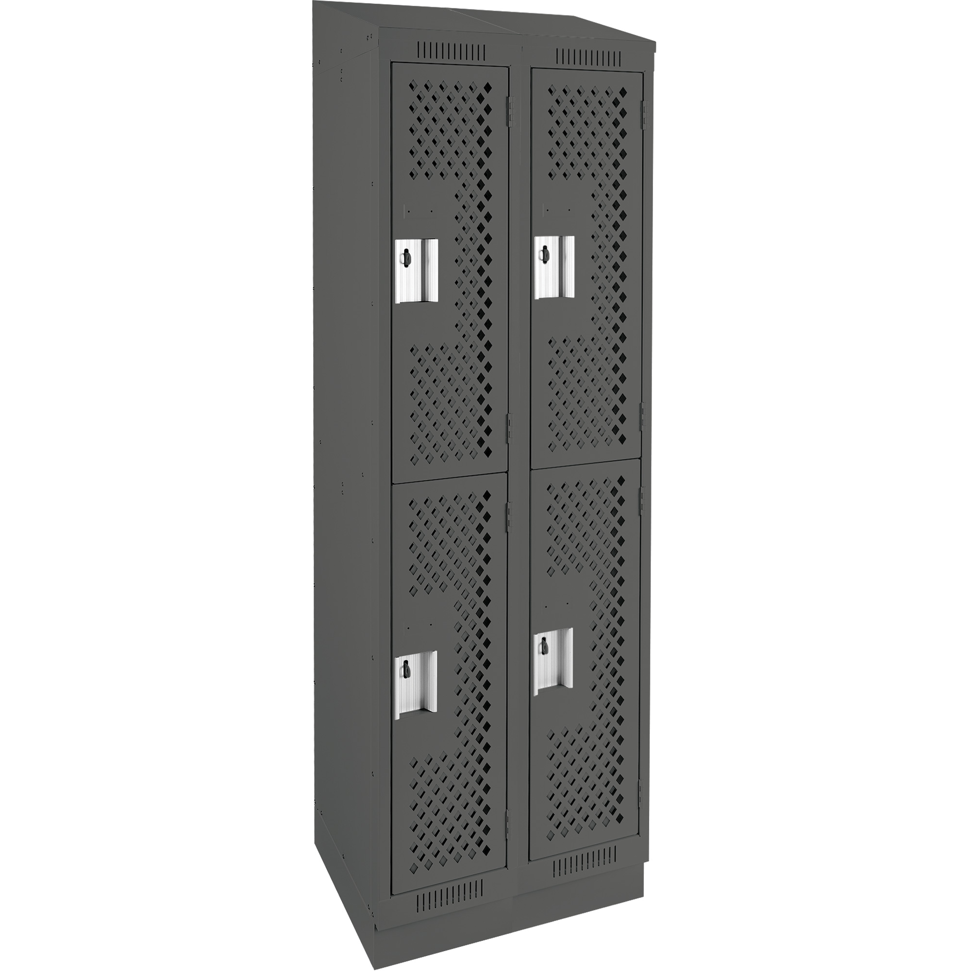 Casiers Clean LineMC, 2 niveaux, Bloc de 2, 24" x 12" x 82", Acier, Charbon, Rivet (assemblé), Perforé