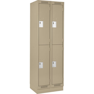 Casiers Clean LineMC, 2 niveaux, Bloc de 2, 36" x 18" x 76", Acier, Beige, Rivet (assemblé)
